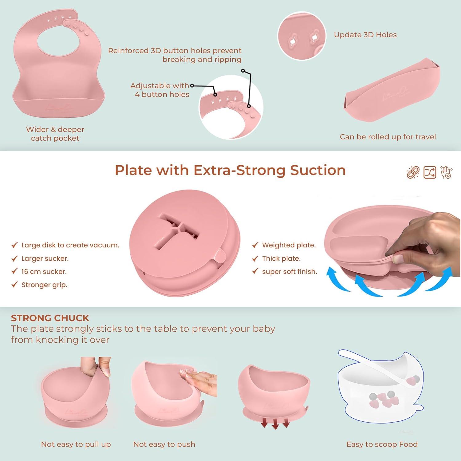 Set de Alimentación de Silicona 10 Piezas LimeOr Rosa