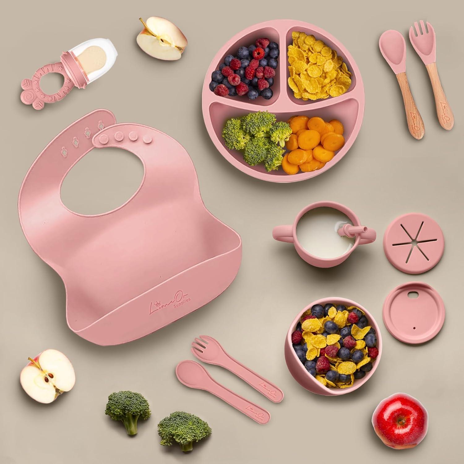Set de Alimentación de Silicona 10 Piezas LimeOr Rosa