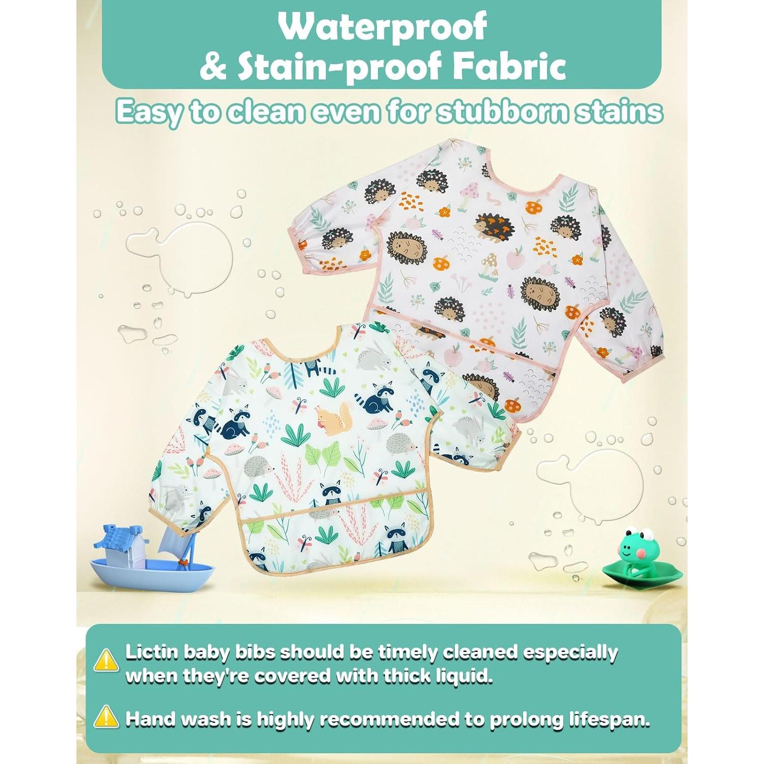 Baberos de Manga Larga Lictin - Paquete de 5 Impermeables