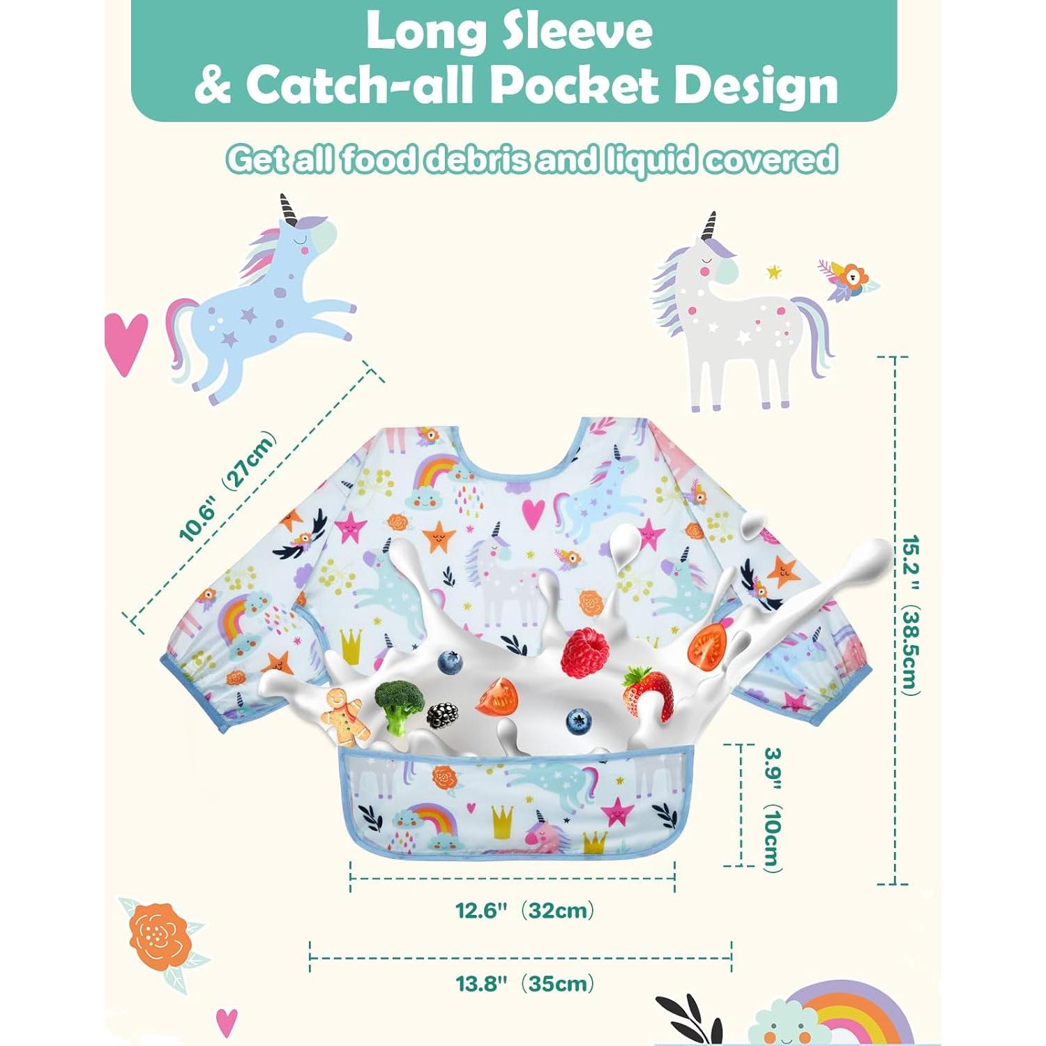 Baberos de Manga Larga Lictin - Paquete de 5 Impermeables