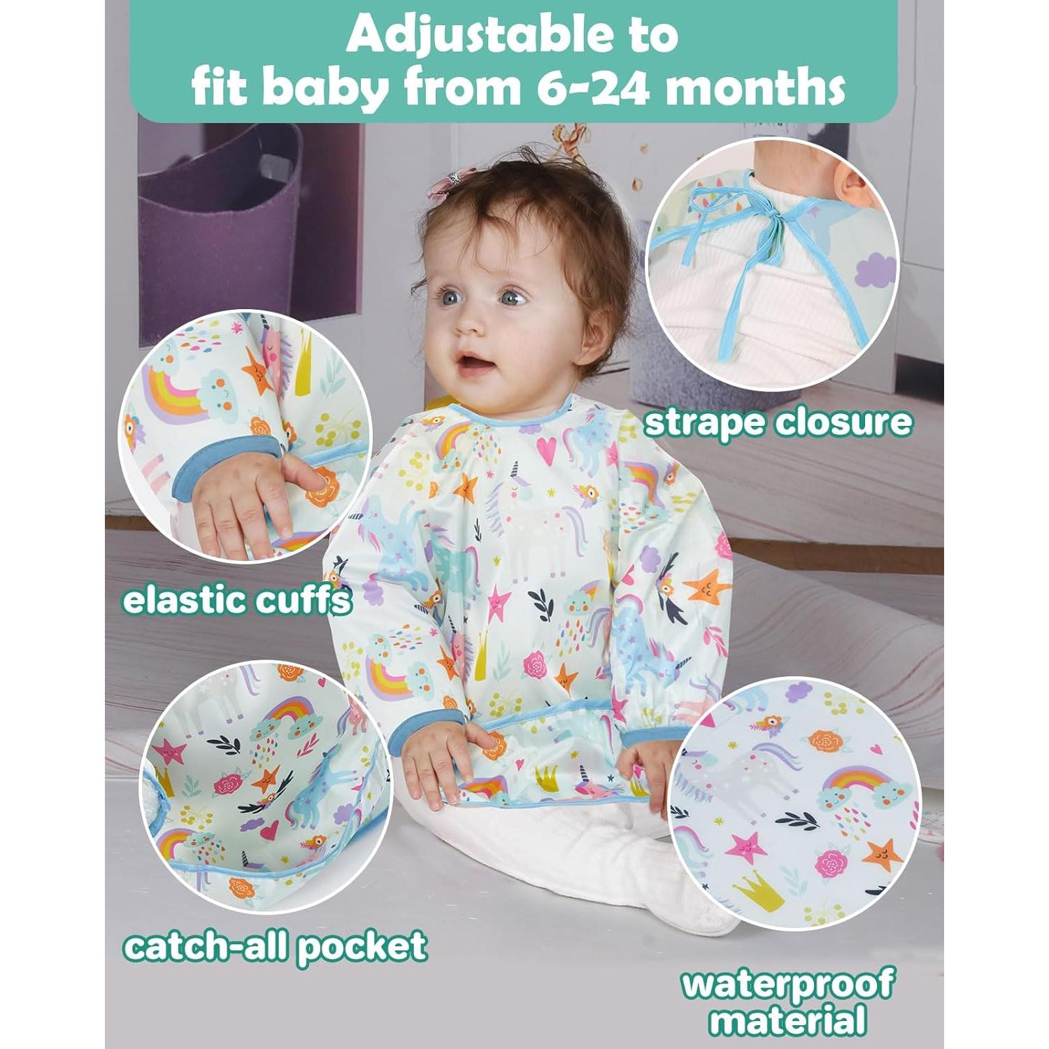 Baberos de Manga Larga Lictin - Paquete de 5 Impermeables