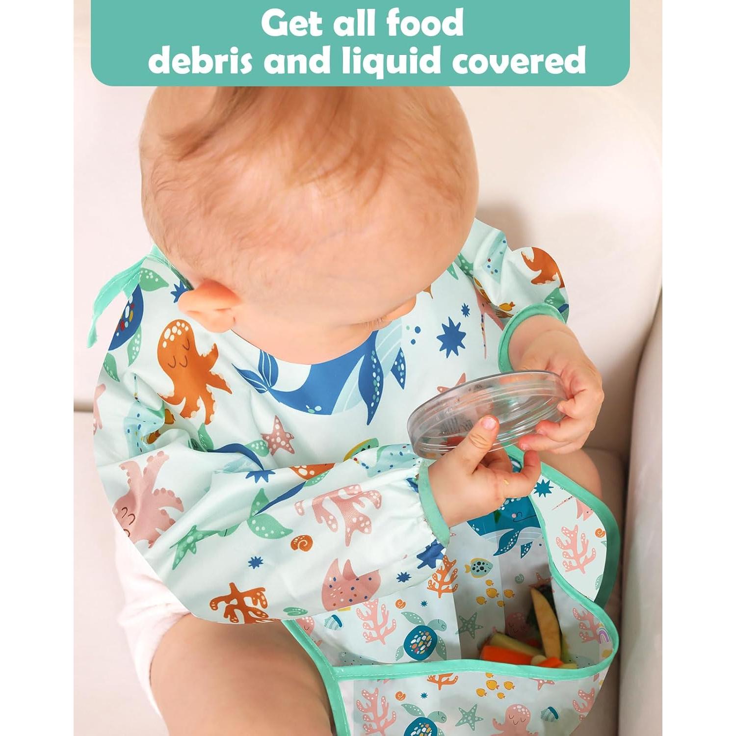 Baberos de Manga Larga Lictin - Paquete de 5 Impermeables