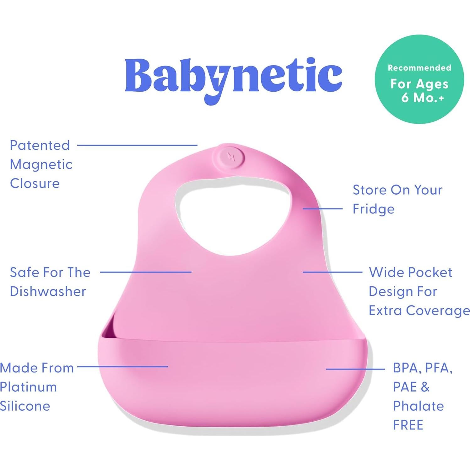 Baberos de Silicona Magnéticos 2-Pack A Prueba de Lavavajillas