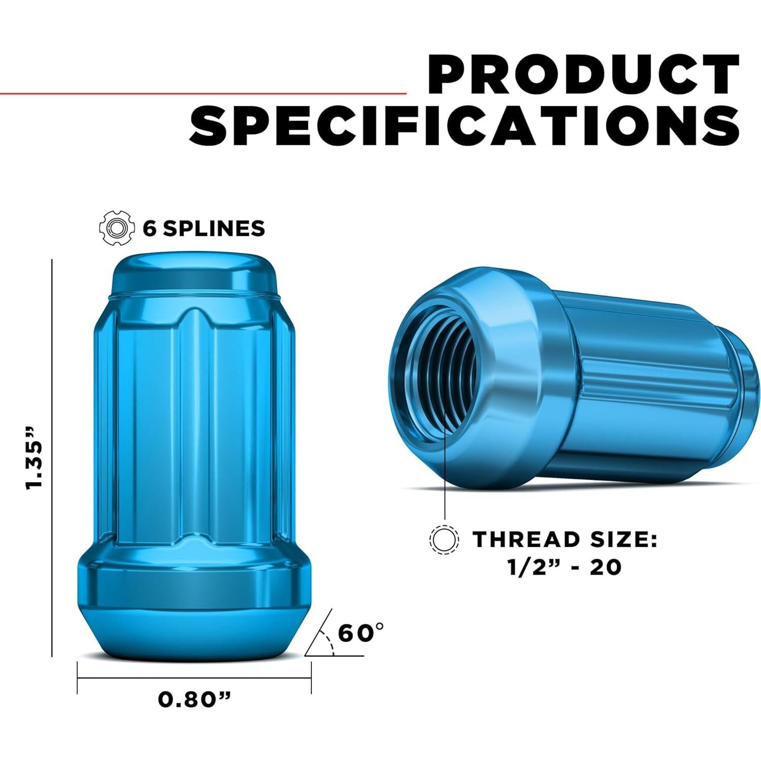 Tuercas de Rueda Caballero Blanco 3804BLT-20AM 6 Espinas Azul