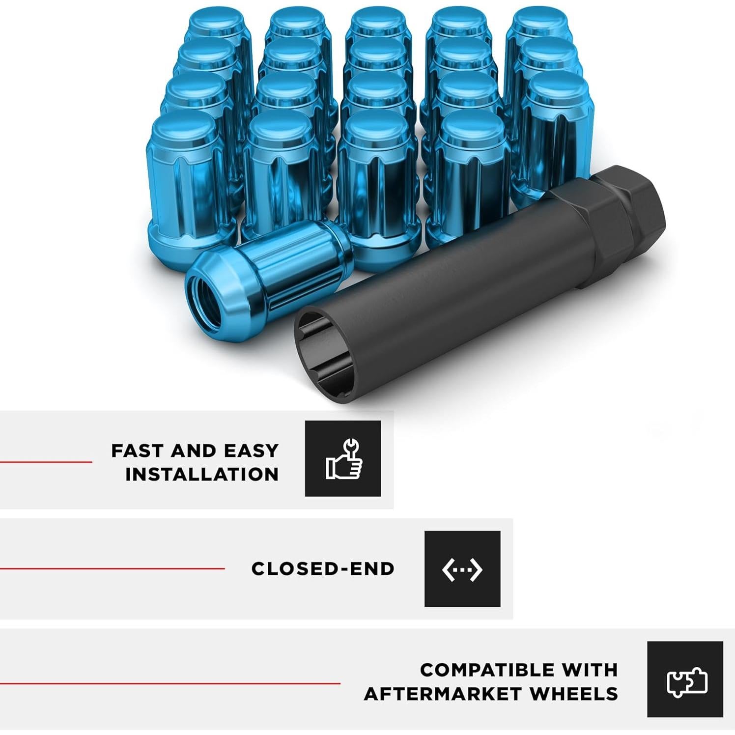 Tuercas de Rueda Caballero Blanco 3804BLT-20AM 6 Espinas Azul