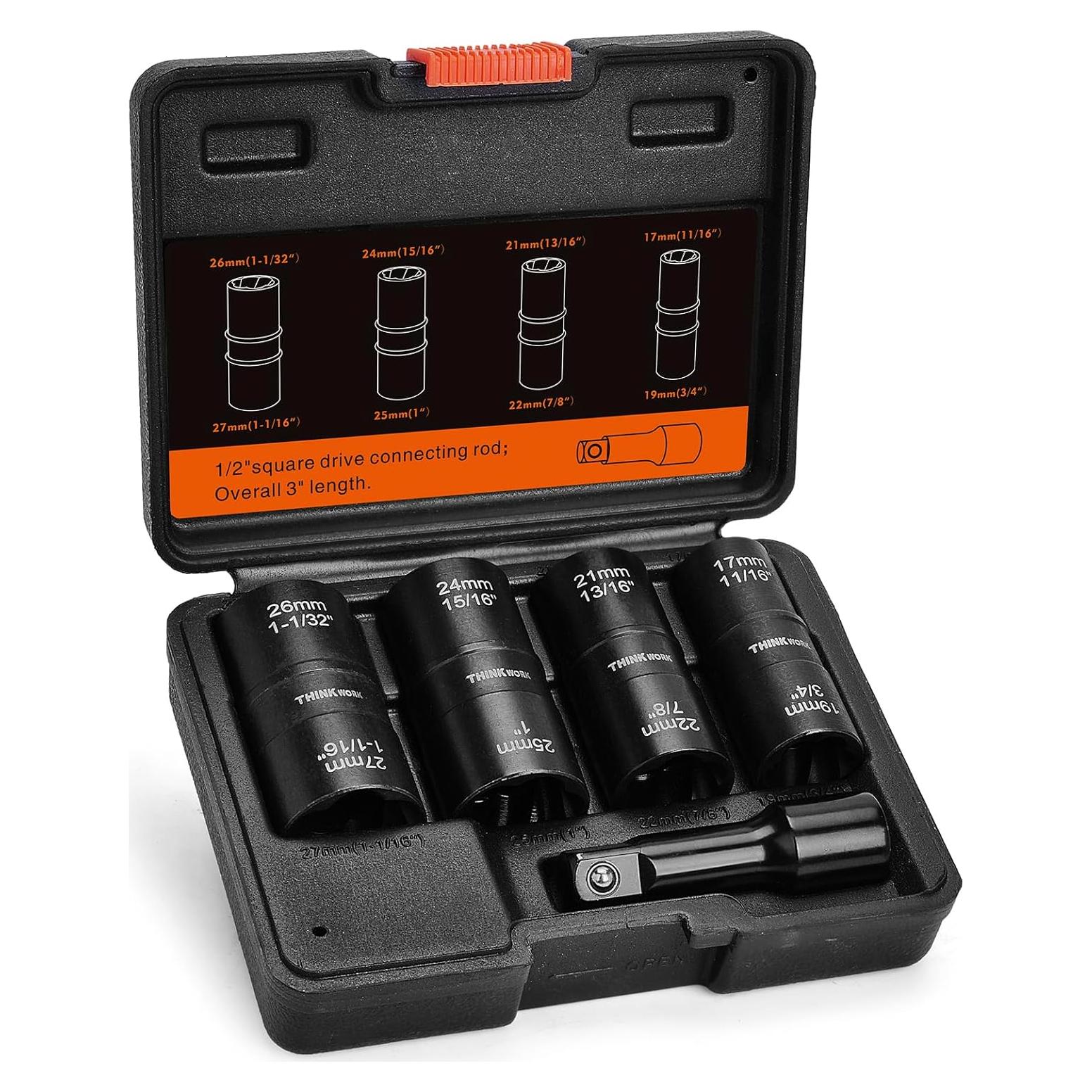 THINKWORK Kit de Extractores de Tuercas de Rueda 5 Piezas 17-27mm
