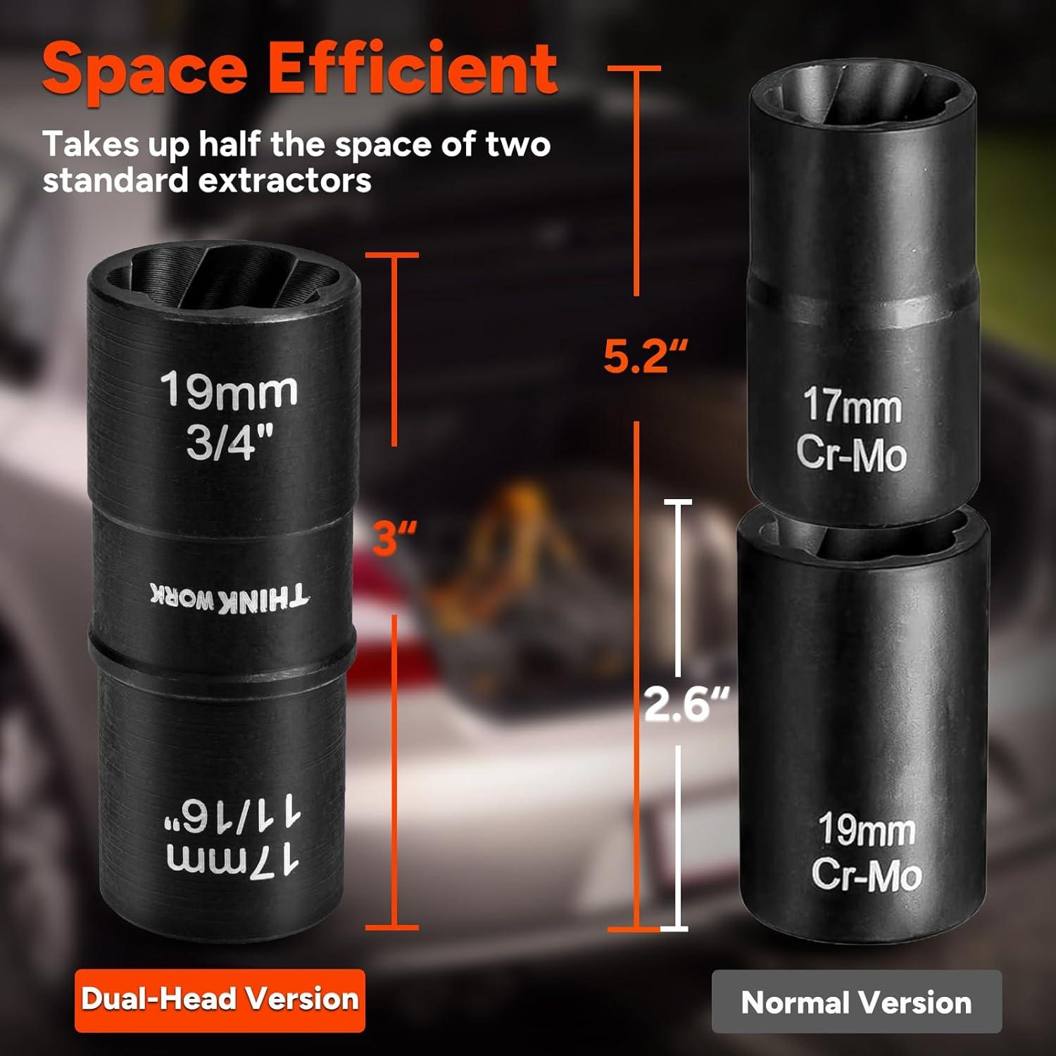 THINKWORK Kit de Extractores de Tuercas de Rueda 5 Piezas 17-27mm