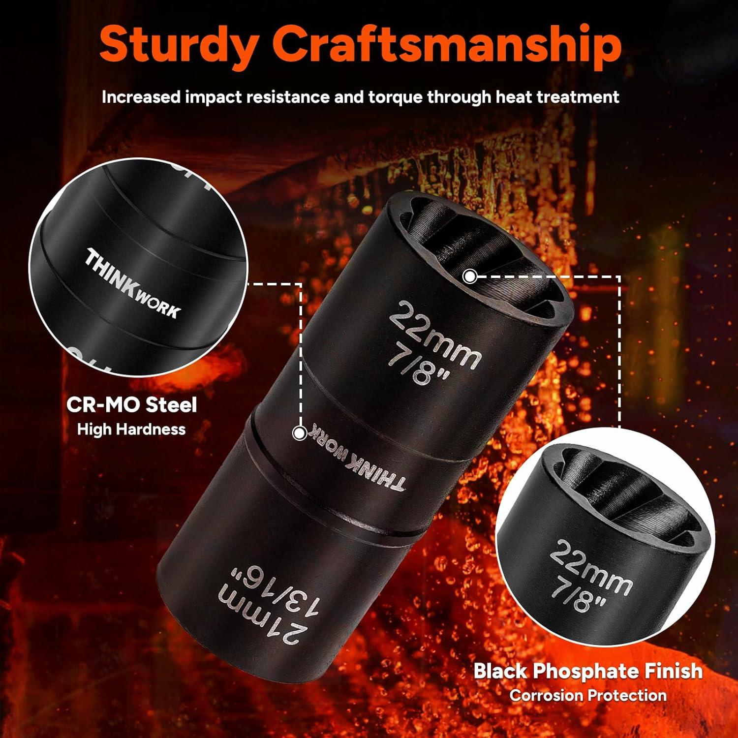 THINKWORK Kit de Extractores de Tuercas de Rueda 5 Piezas 17-27mm