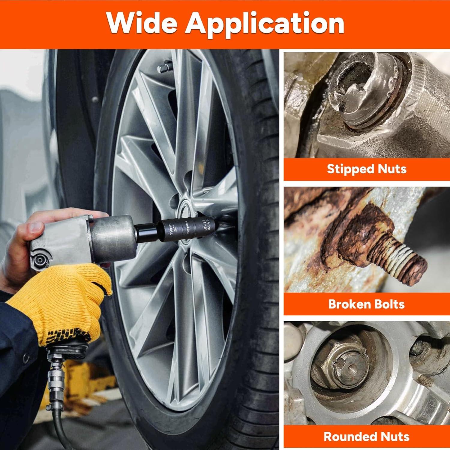 THINKWORK Kit de Extractores de Tuercas de Rueda 5 Piezas 17-27mm