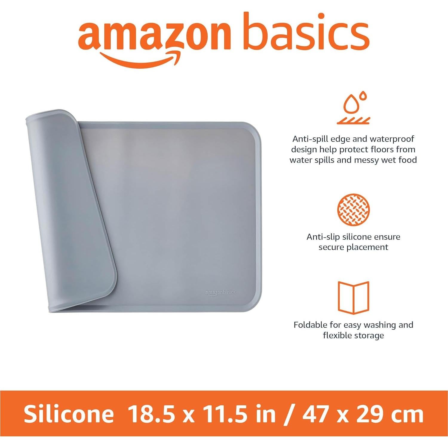 Alfombrilla de Silicona Antideslizante Amazon Basics 47x29cm Gris