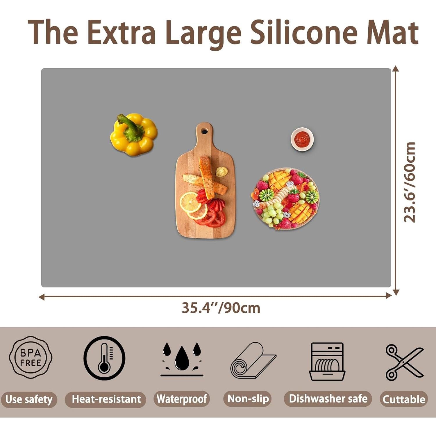 Alfombrilla de Silicona Ultibe 90x60cm Antideslizante Gris