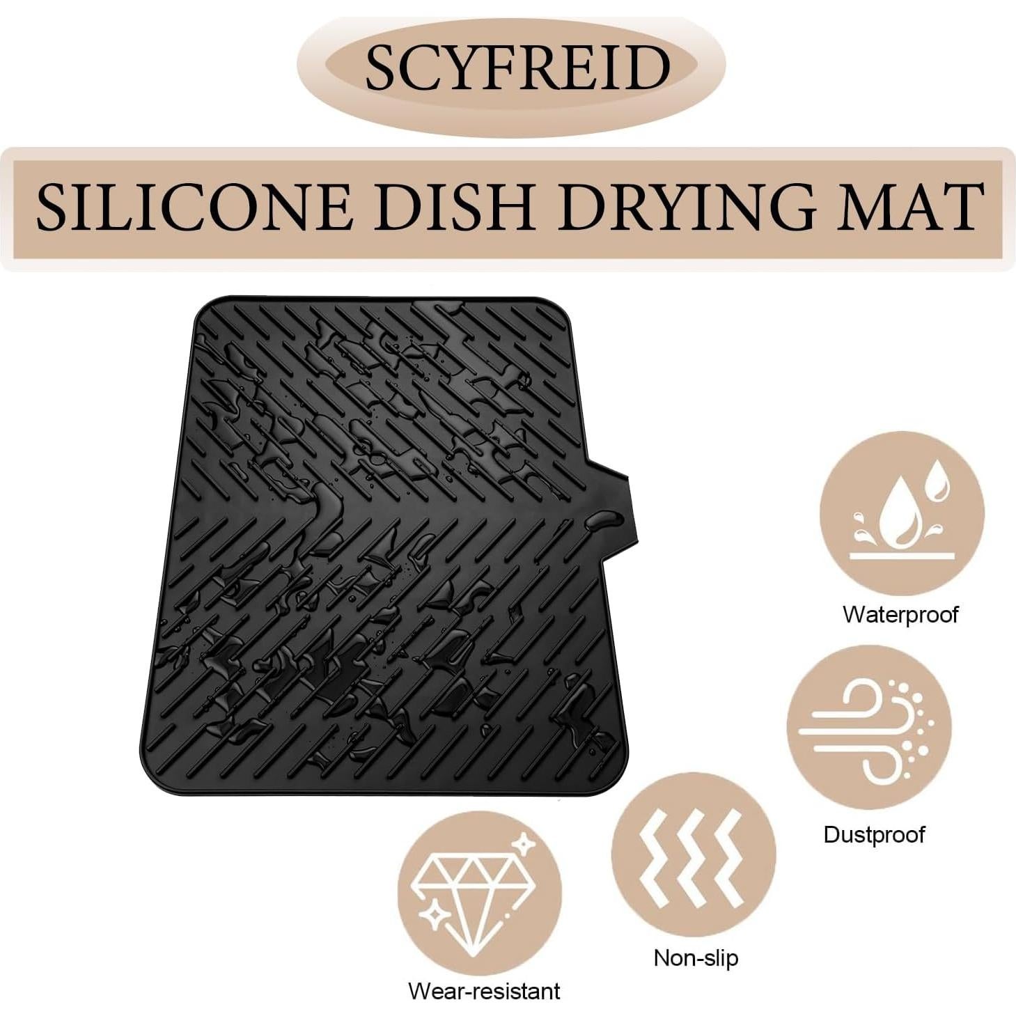 Alfombrilla de Secado de Platos Silicona SCYFREID 58.4x43.2cm