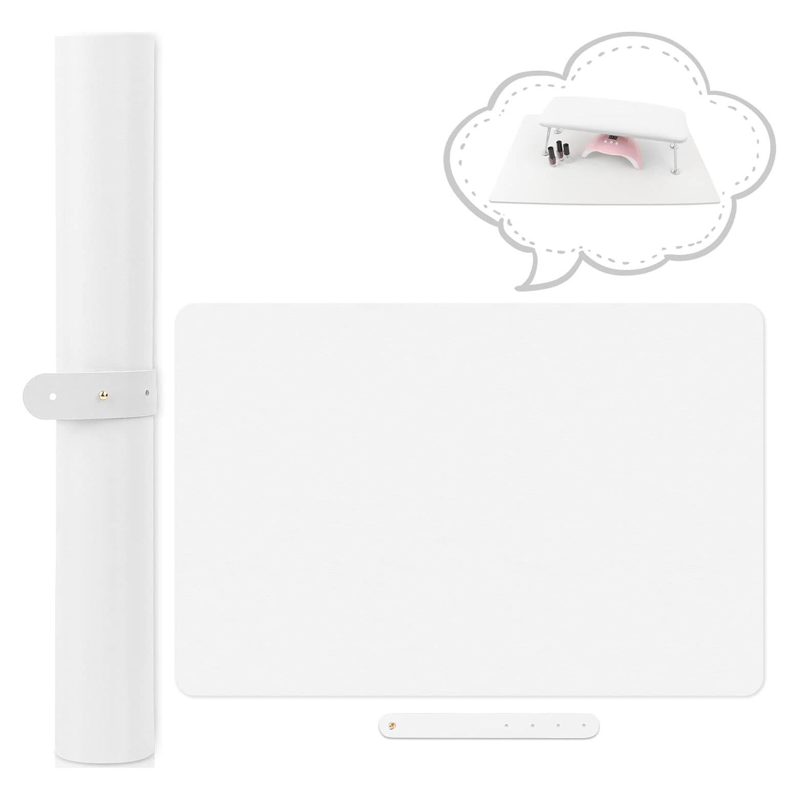 (MAT ONLY) Nail Art Table Mat, Nail Arm Rest Pad for Acrylic Nails, Soft Microfiber PU Leather Nail Mat for Table, Foldable Nail Hand Rest Pillow Manicure Pad, Acrylic Nail Desk Mat for Nail Cushion