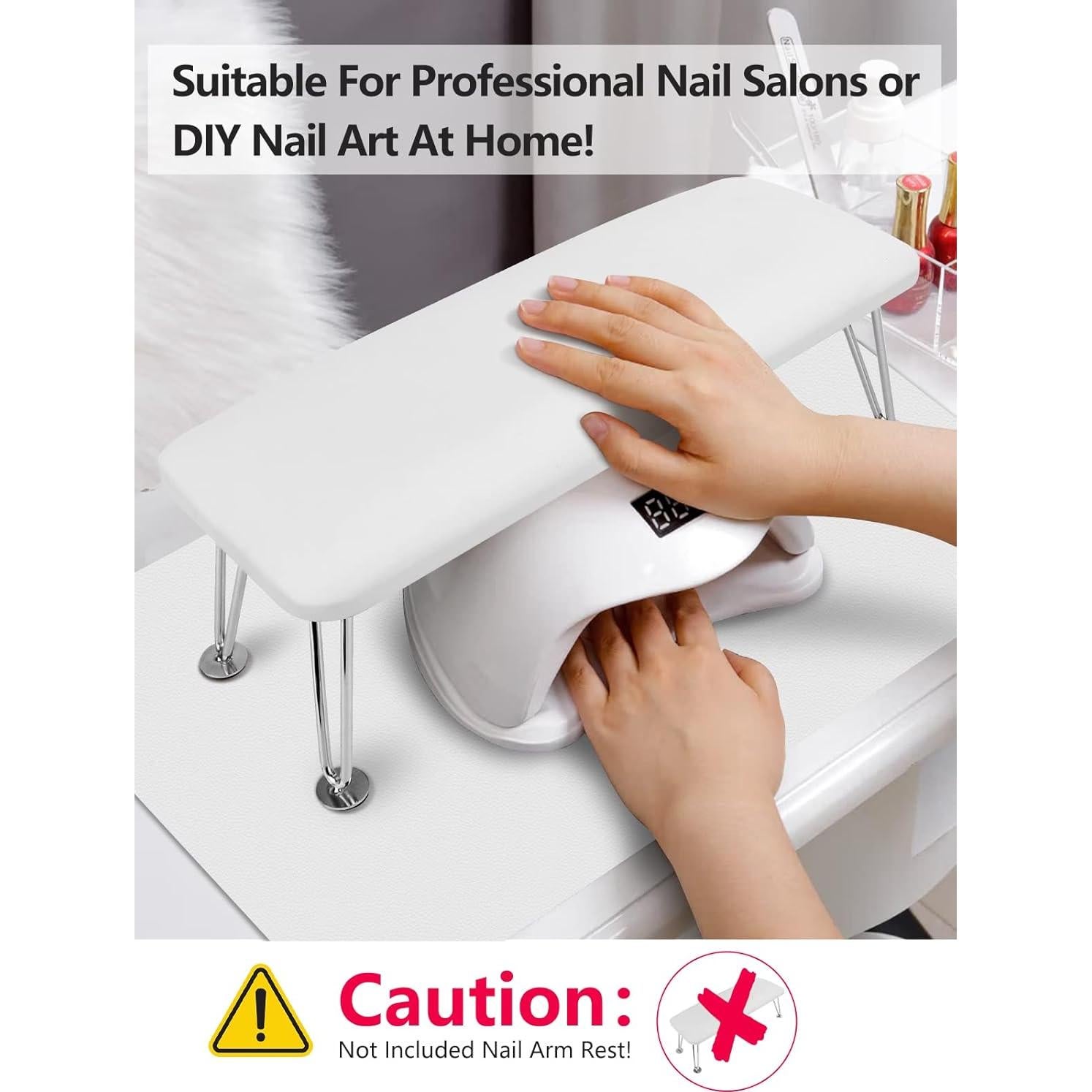 (MAT ONLY) Nail Art Table Mat, Nail Arm Rest Pad for Acrylic Nails, Soft Microfiber PU Leather Nail Mat for Table, Foldable Nail Hand Rest Pillow Manicure Pad, Acrylic Nail Desk Mat for Nail Cushion