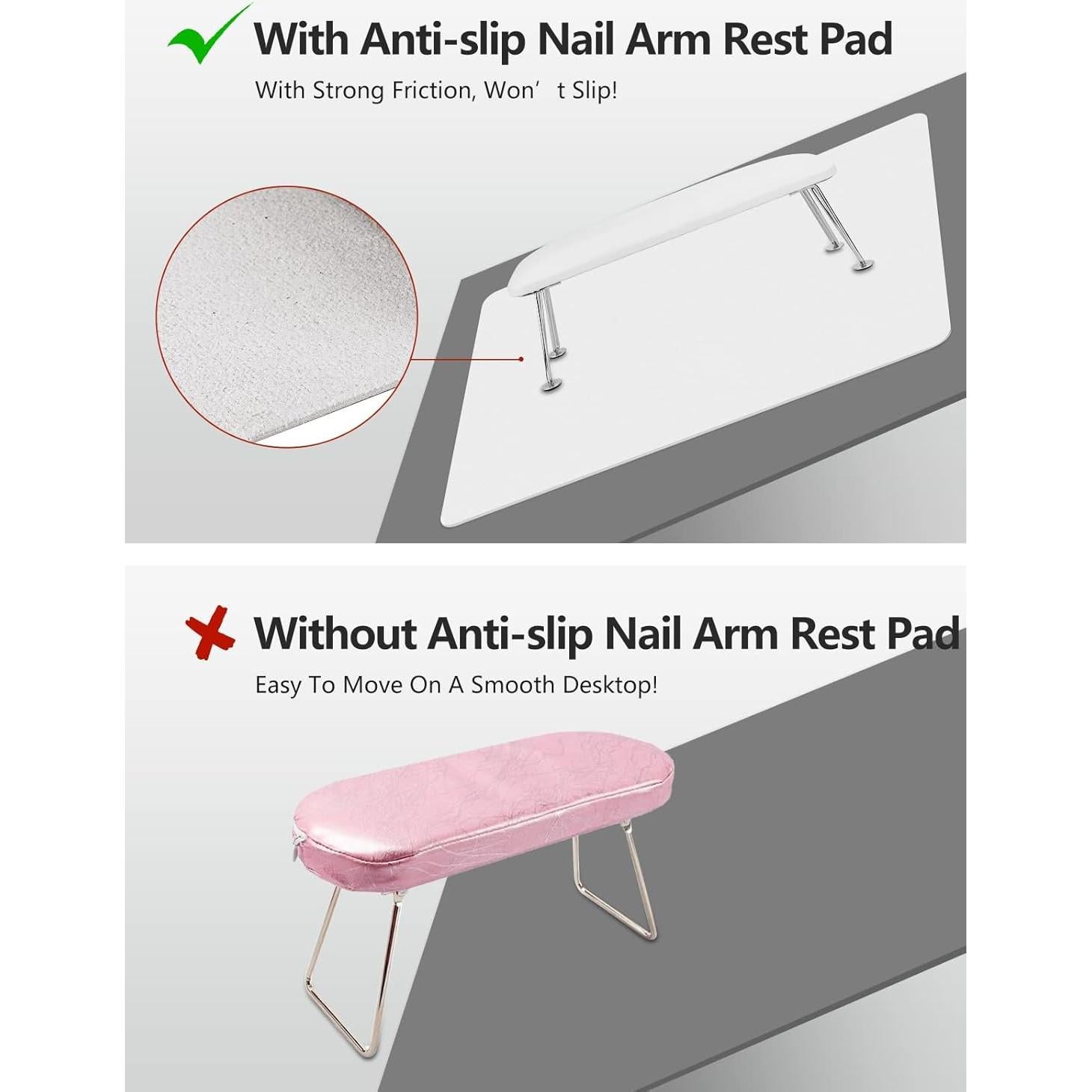 (MAT ONLY) Nail Art Table Mat, Nail Arm Rest Pad for Acrylic Nails, Soft Microfiber PU Leather Nail Mat for Table, Foldable Nail Hand Rest Pillow Manicure Pad, Acrylic Nail Desk Mat for Nail Cushion
