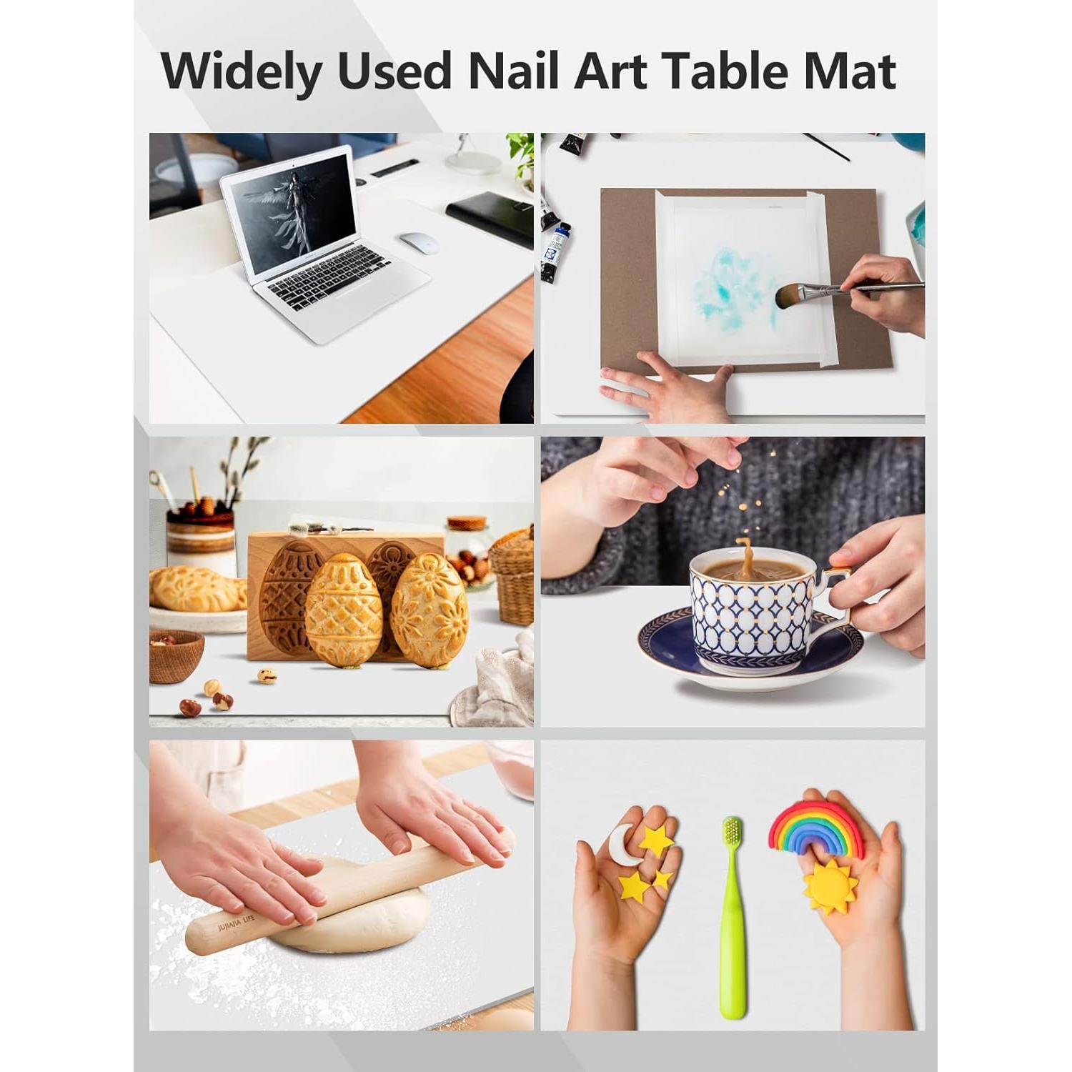 (MAT ONLY) Nail Art Table Mat, Nail Arm Rest Pad for Acrylic Nails, Soft Microfiber PU Leather Nail Mat for Table, Foldable Nail Hand Rest Pillow Manicure Pad, Acrylic Nail Desk Mat for Nail Cushion