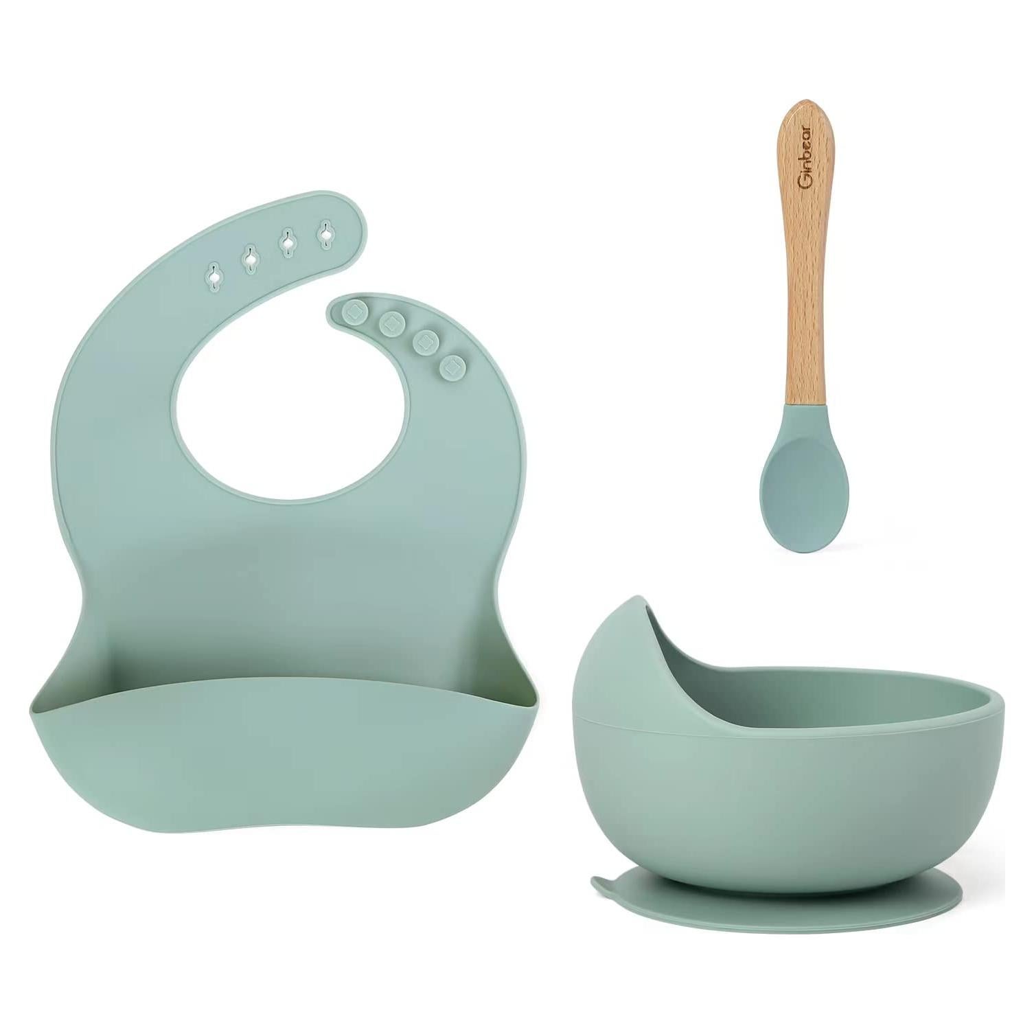 Set de Comida para Bebés Ginbear - Tazón, Babero y Cuchara