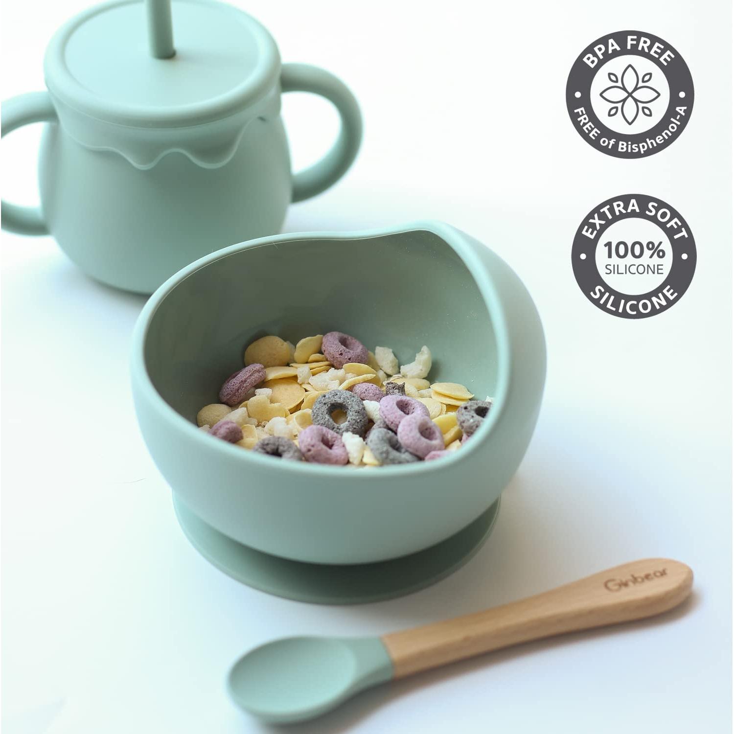 Set de Comida para Bebés Ginbear - Tazón, Babero y Cuchara