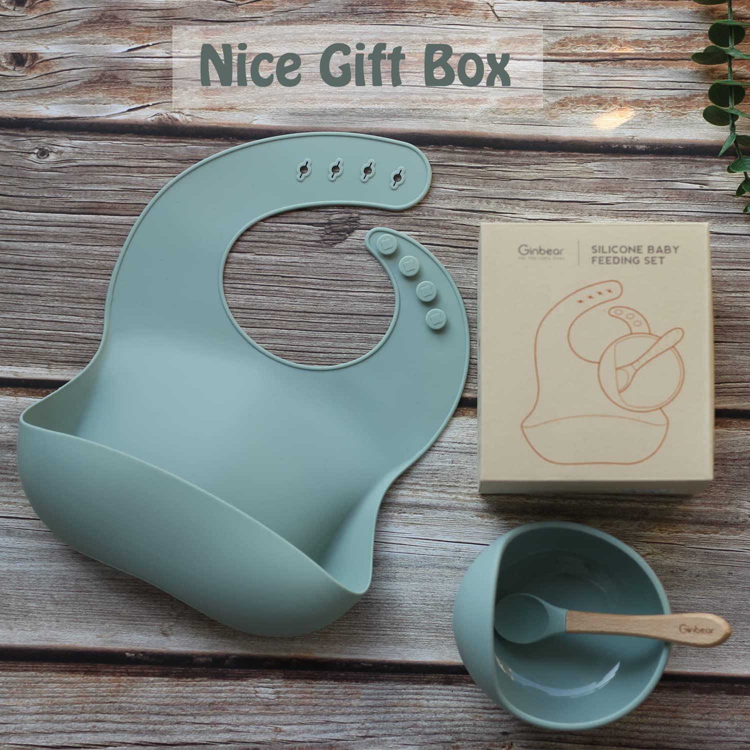 Set de Comida para Bebés Ginbear - Tazón, Babero y Cuchara