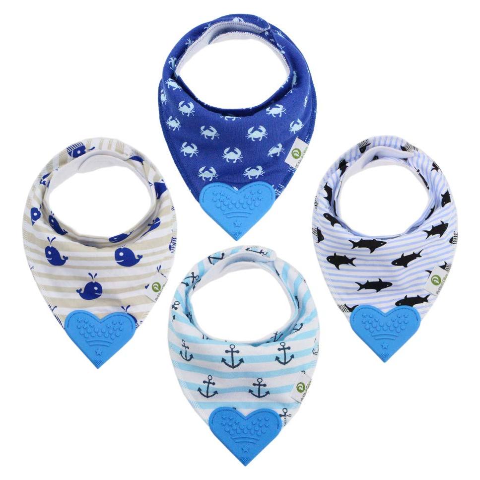 Set de 4 Baberos de Dentición Bandana Pickle & Olive - Mar Azul