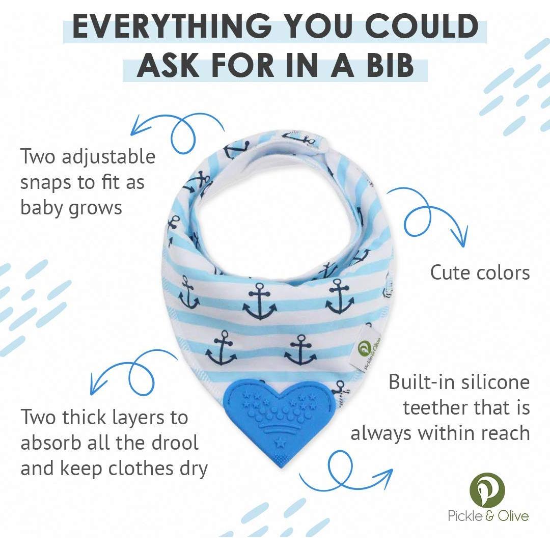 Set de 4 Baberos de Dentición Bandana Pickle & Olive - Mar Azul