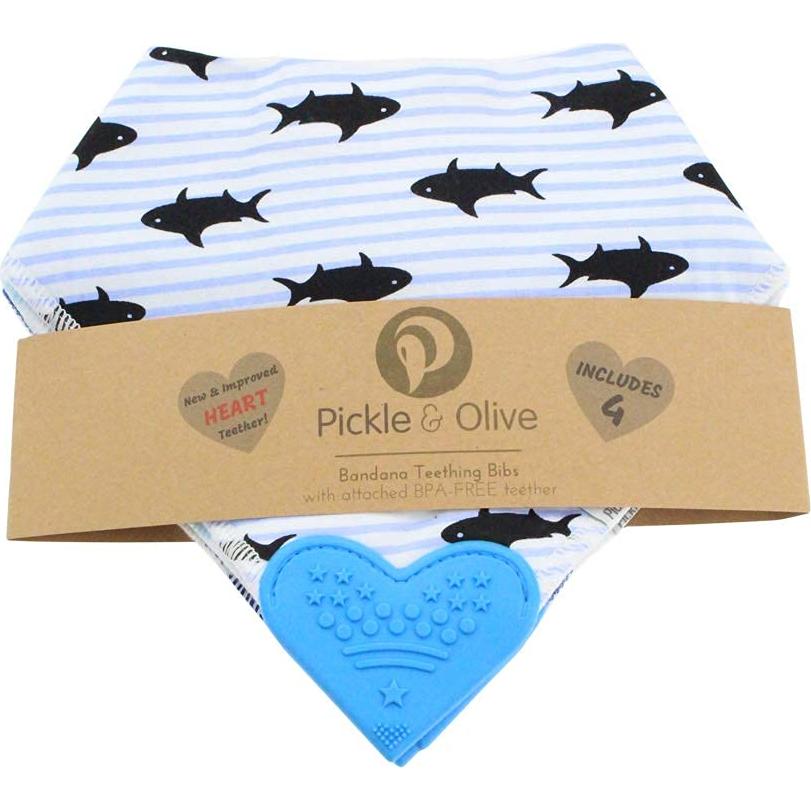 Set de 4 Baberos de Dentición Bandana Pickle & Olive - Mar Azul