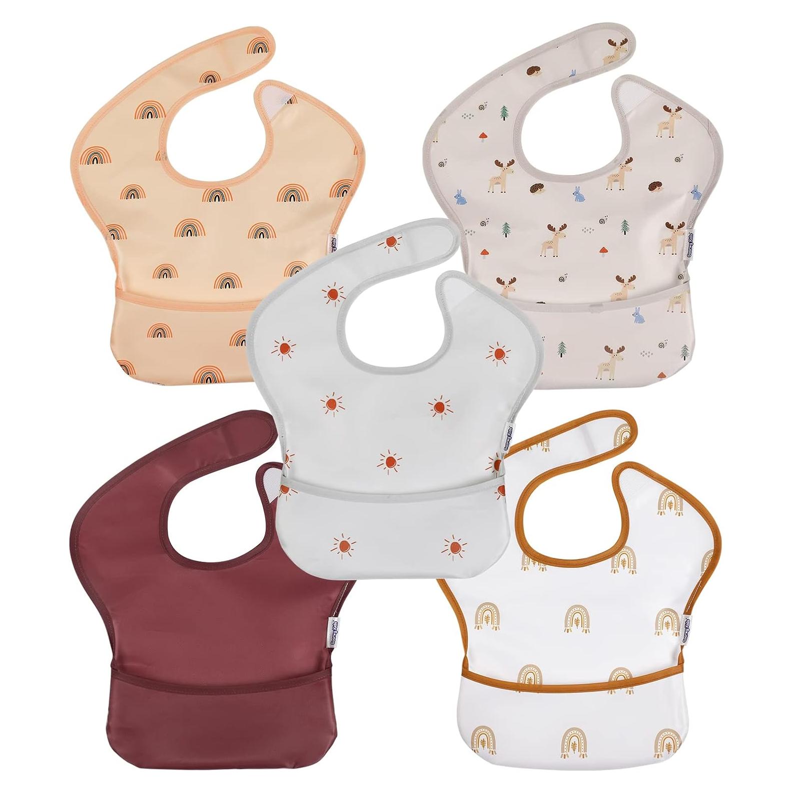 Baberos Impermeables Soarwg Kids, Paquete de 5 para Bebés