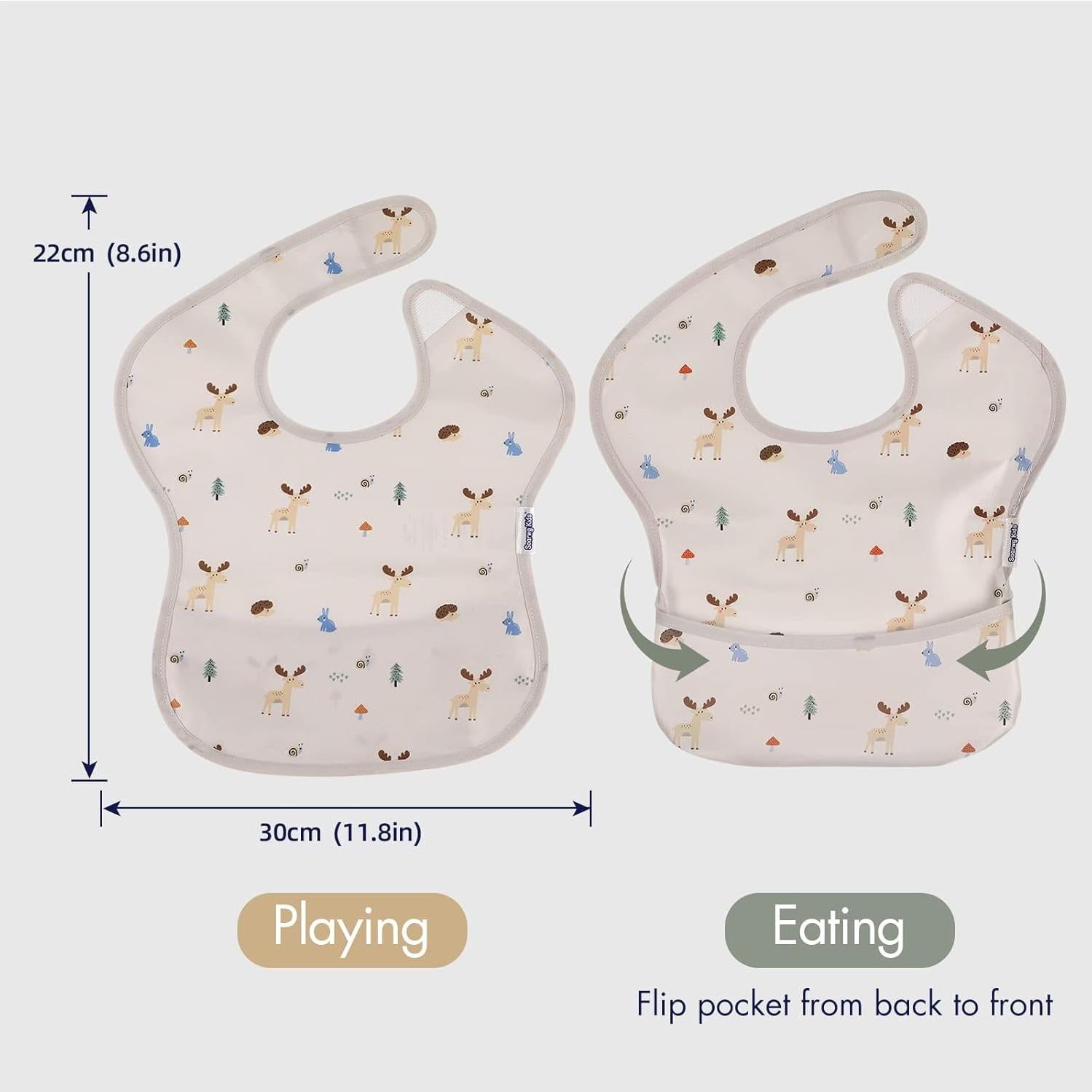 Baberos Impermeables Soarwg Kids, Paquete de 5 para Bebés