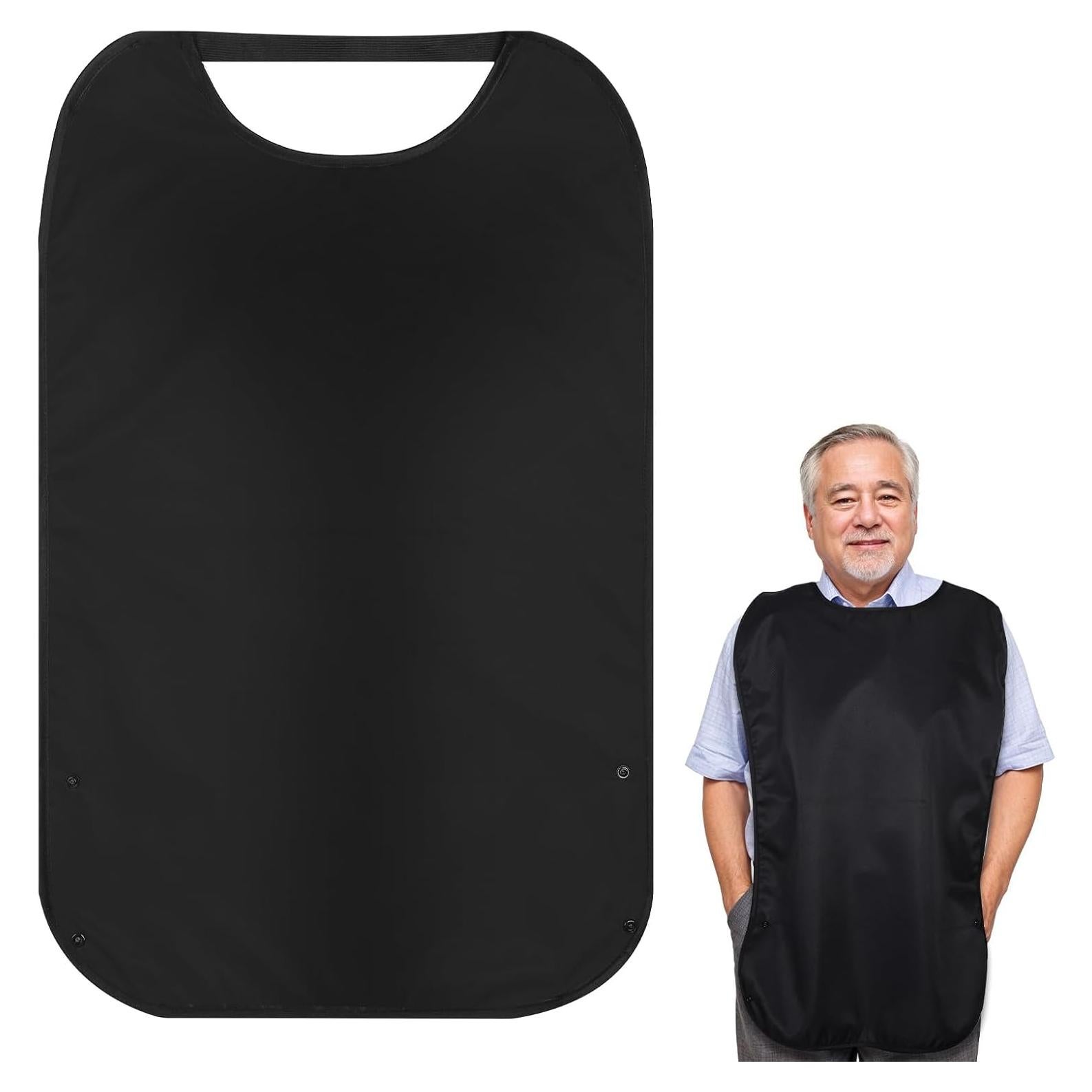 Babero para Adultos Aysatogc Negro Impermeable Reutilizable 73x45 cm