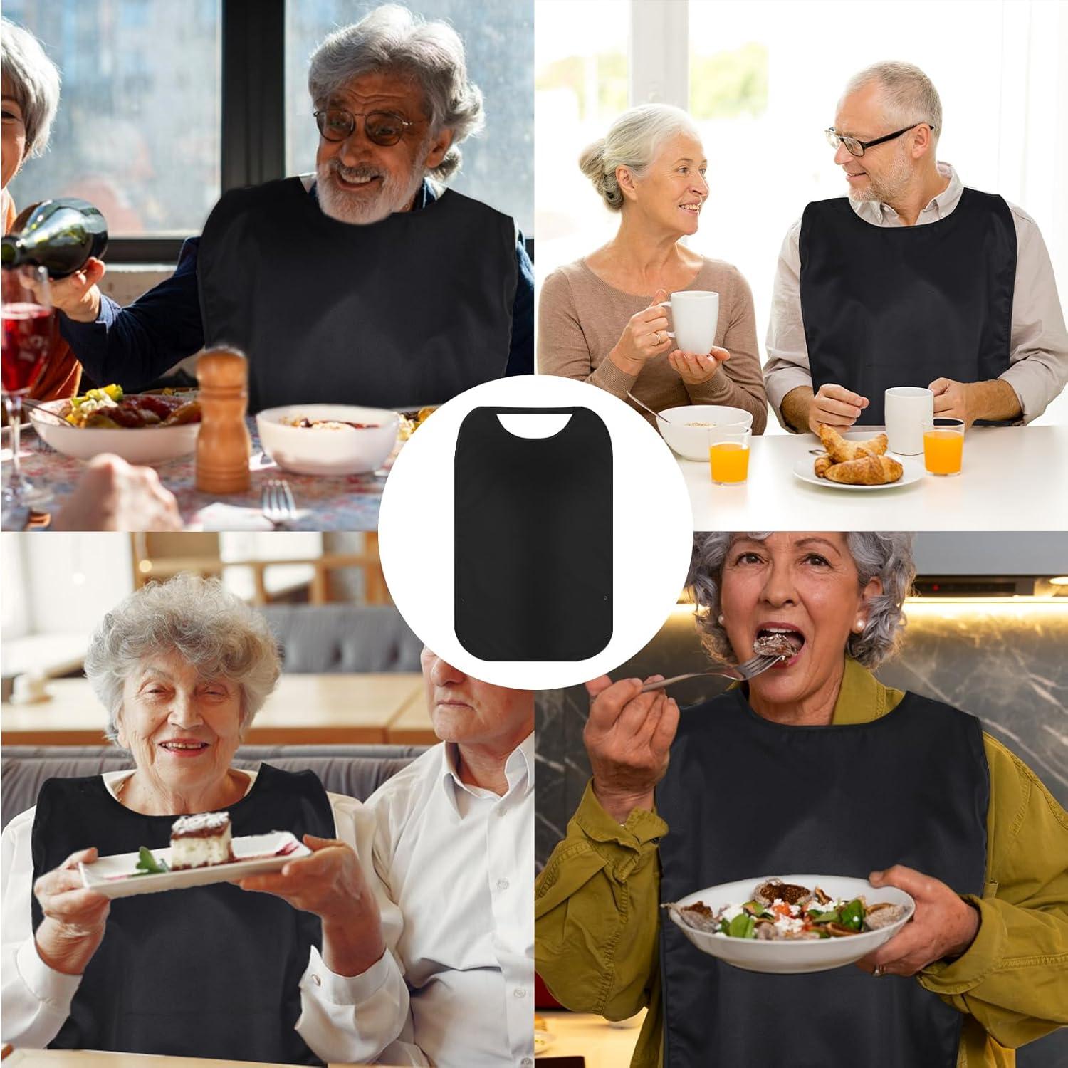 Babero para Adultos Aysatogc Negro Impermeable Reutilizable 73x45 cm