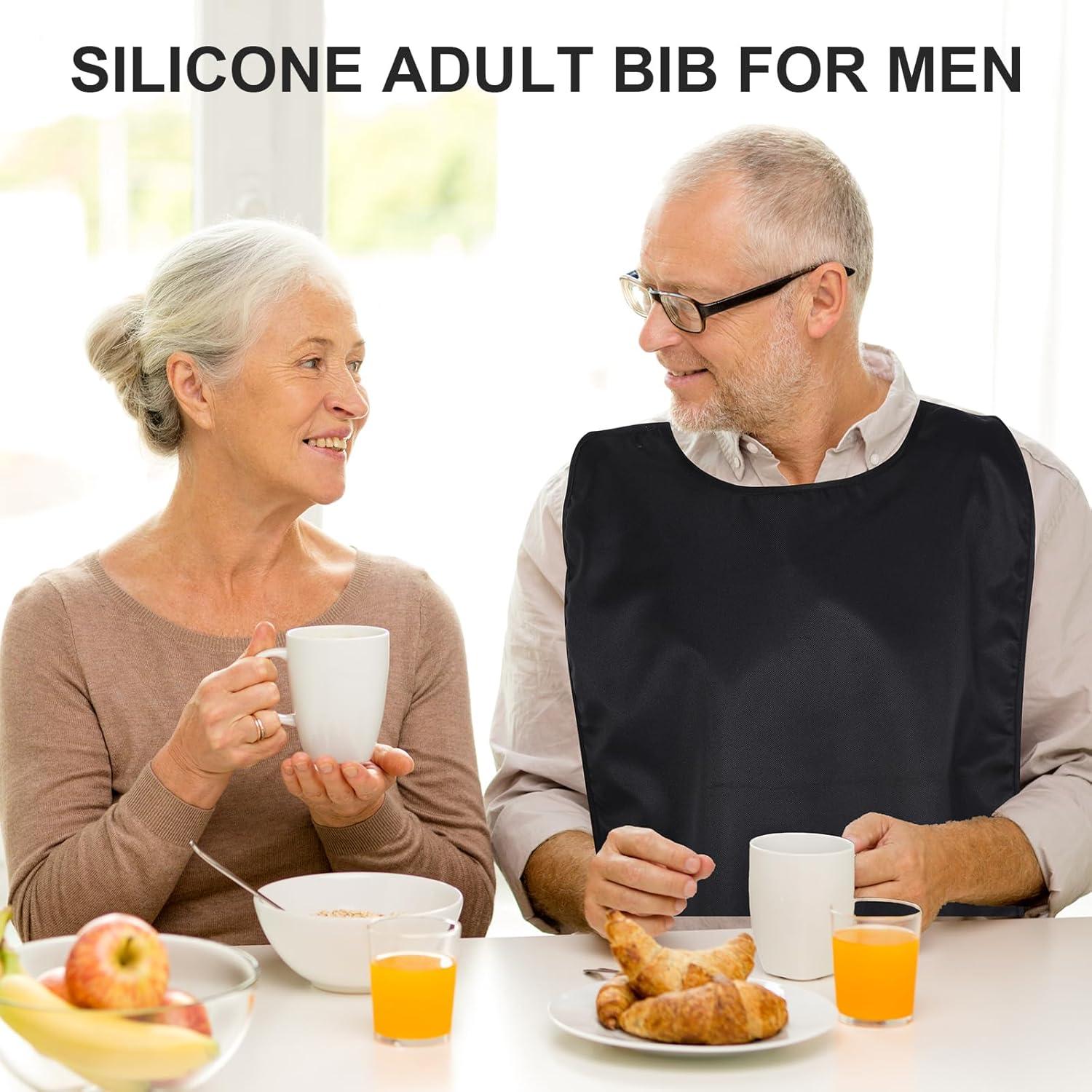 Babero para Adultos Aysatogc Negro Impermeable Reutilizable 73x45 cm