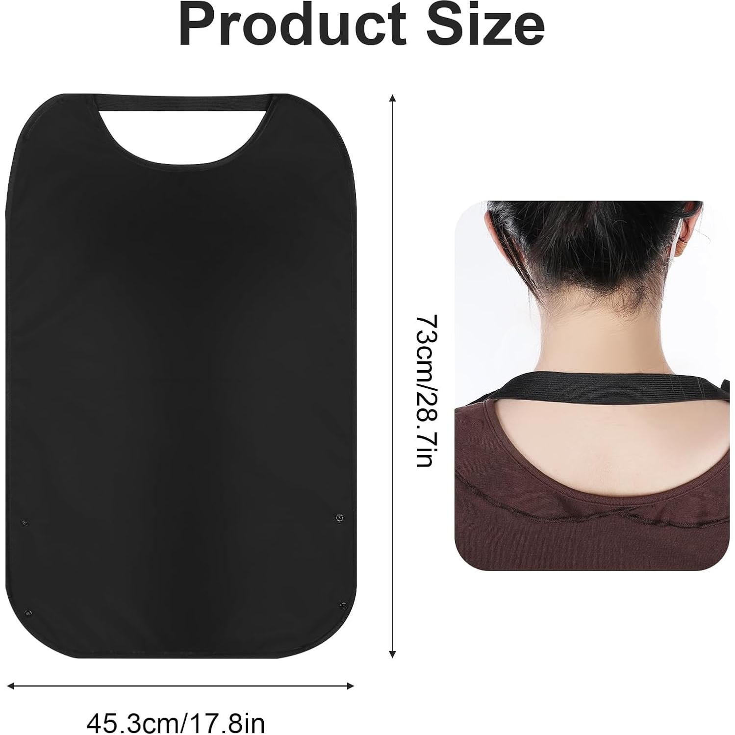 Babero para Adultos Aysatogc Negro Impermeable Reutilizable 73x45 cm