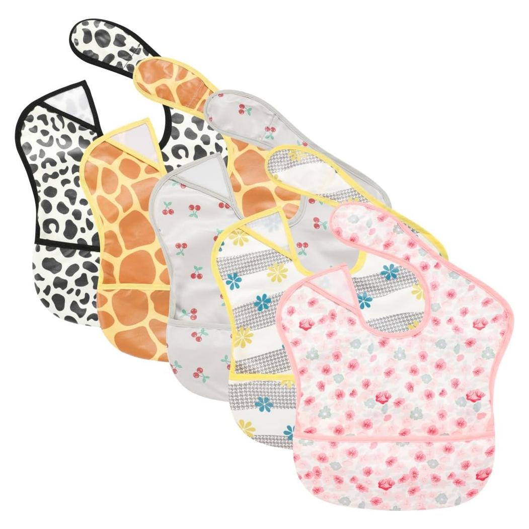 Baberos Impermeables TSD para Bebés 5 Pack Ajustables