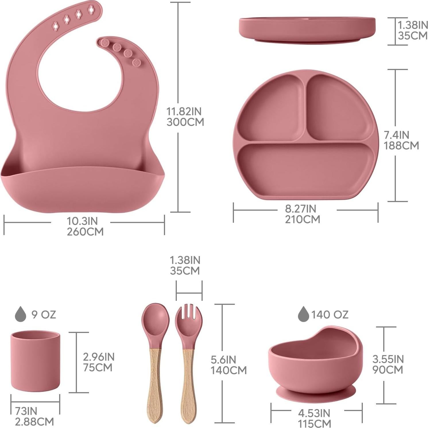 Juego de Alimentación para Bebés WiLLBEttER 6 Piezas Rosa