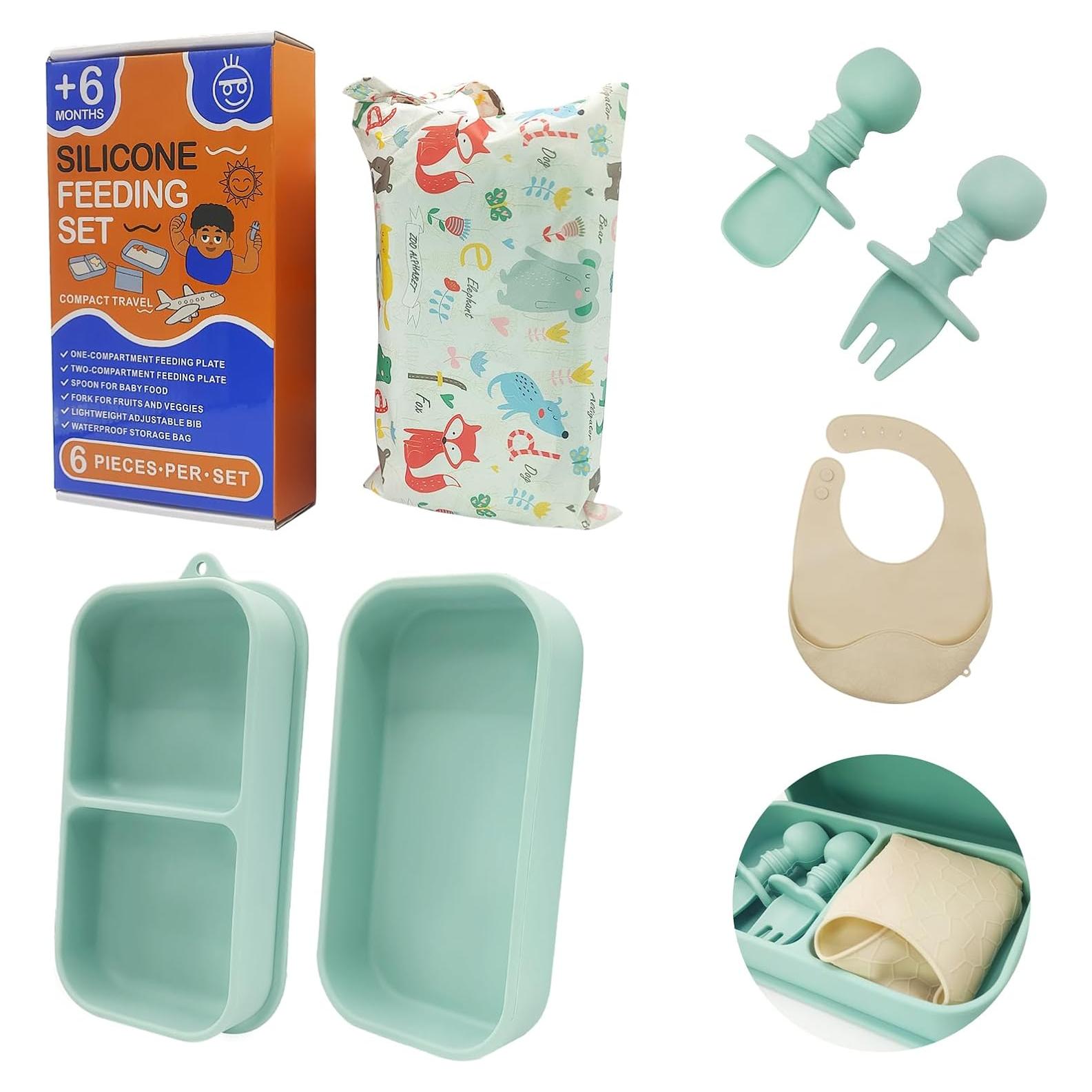 Juego de Alimentación de Silicona OMOCAS 6 en 1 Verde