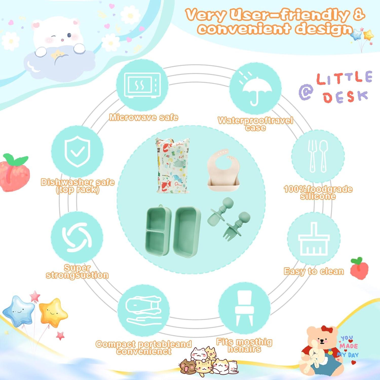 Juego de Alimentación de Silicona OMOCAS 6 en 1 Verde