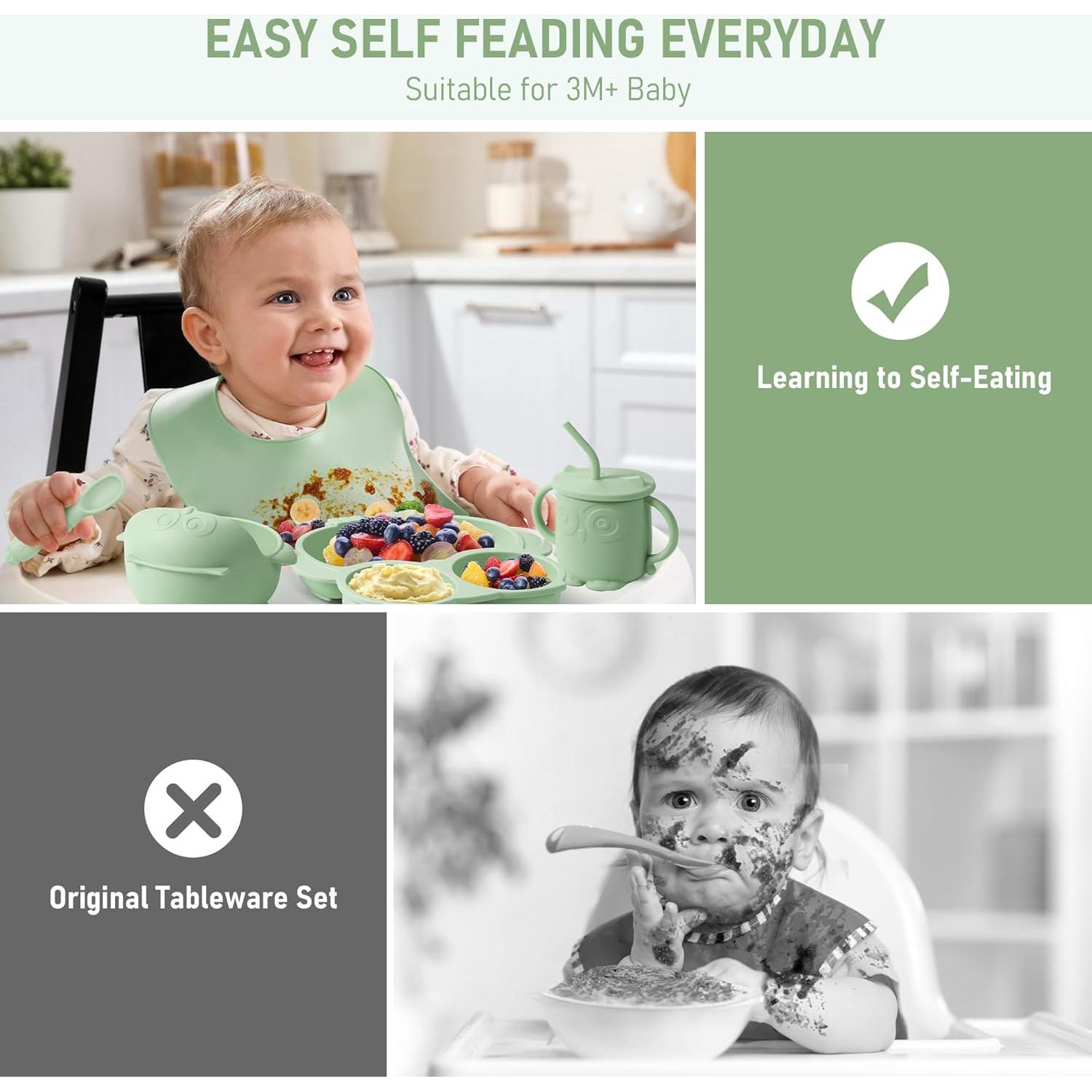 Juego de Alimentación para Bebés Bnditeu 10 Piezas Verde