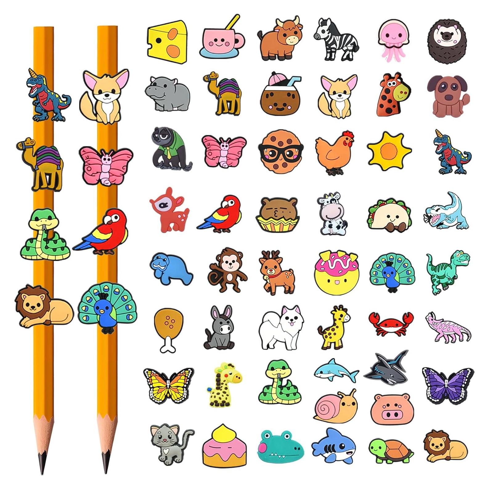 50 Adornos para Lápices JRONGHE - Diversos Patrones Coloridos