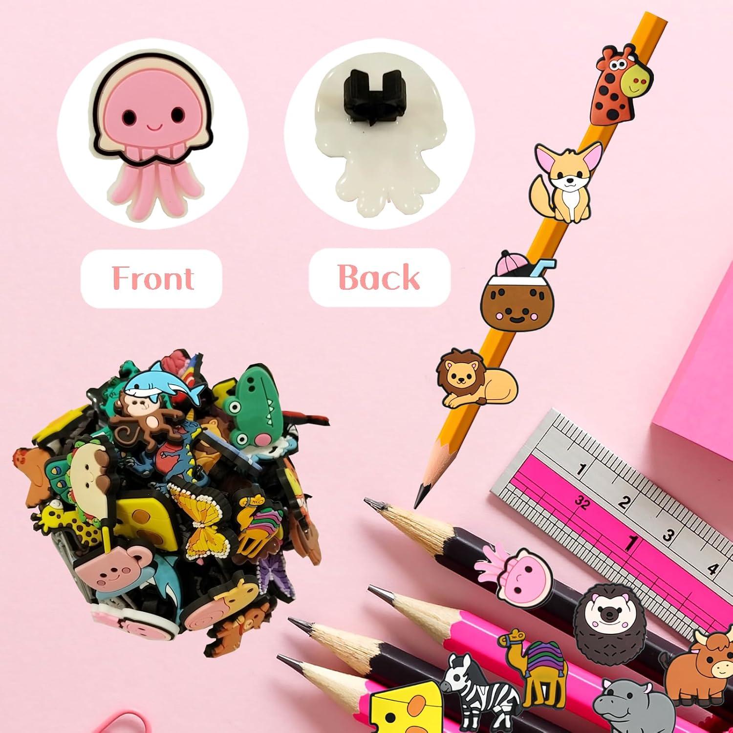 50 Adornos para Lápices JRONGHE - Diversos Patrones Coloridos