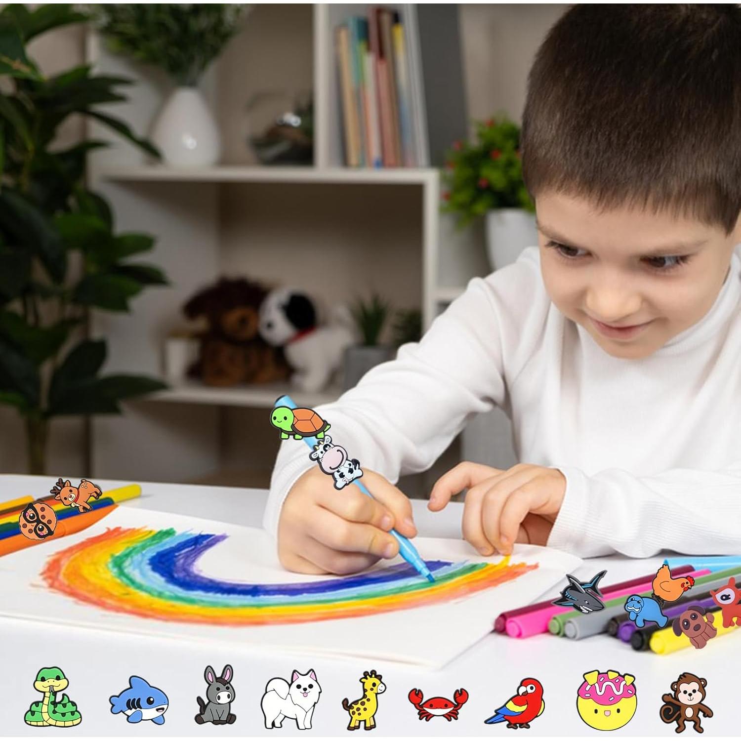 50 Adornos para Lápices JRONGHE - Diversos Patrones Coloridos