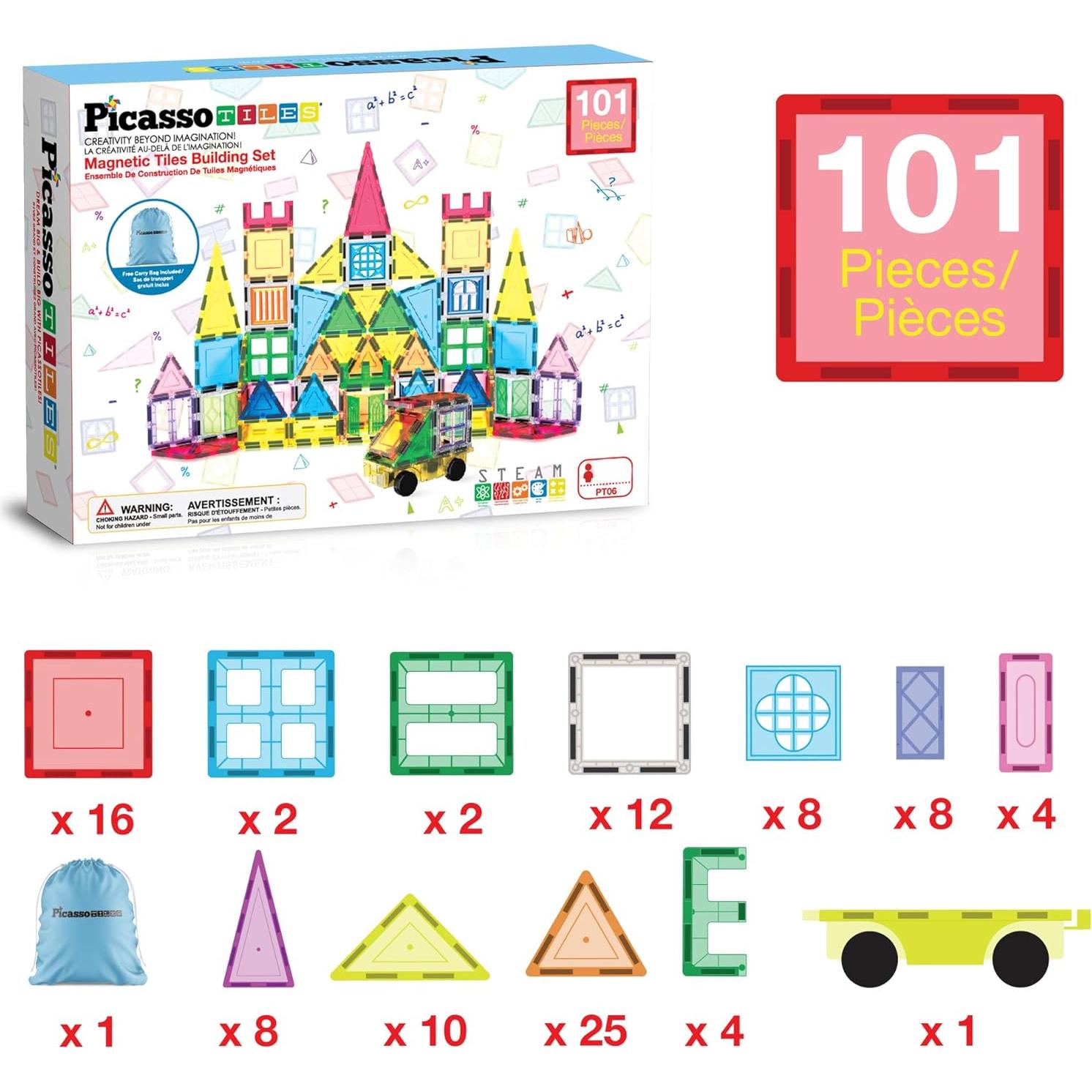 Set de Bloques de Construcción Magnéticos PicassoTiles 101 Piezas