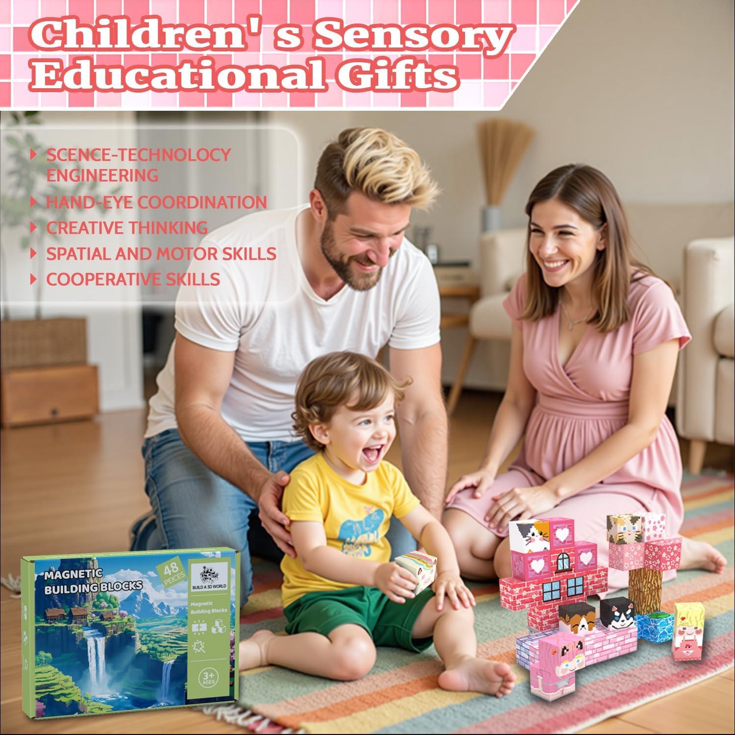 Bloques Magnéticos 48PCS SSAWER Juguetes Educativos STEM 3+