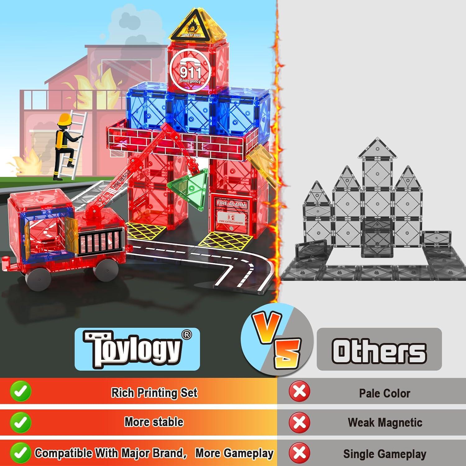 Juego de Piezas Magnéticas Toylogy Grúa y Carretera 1.32kg