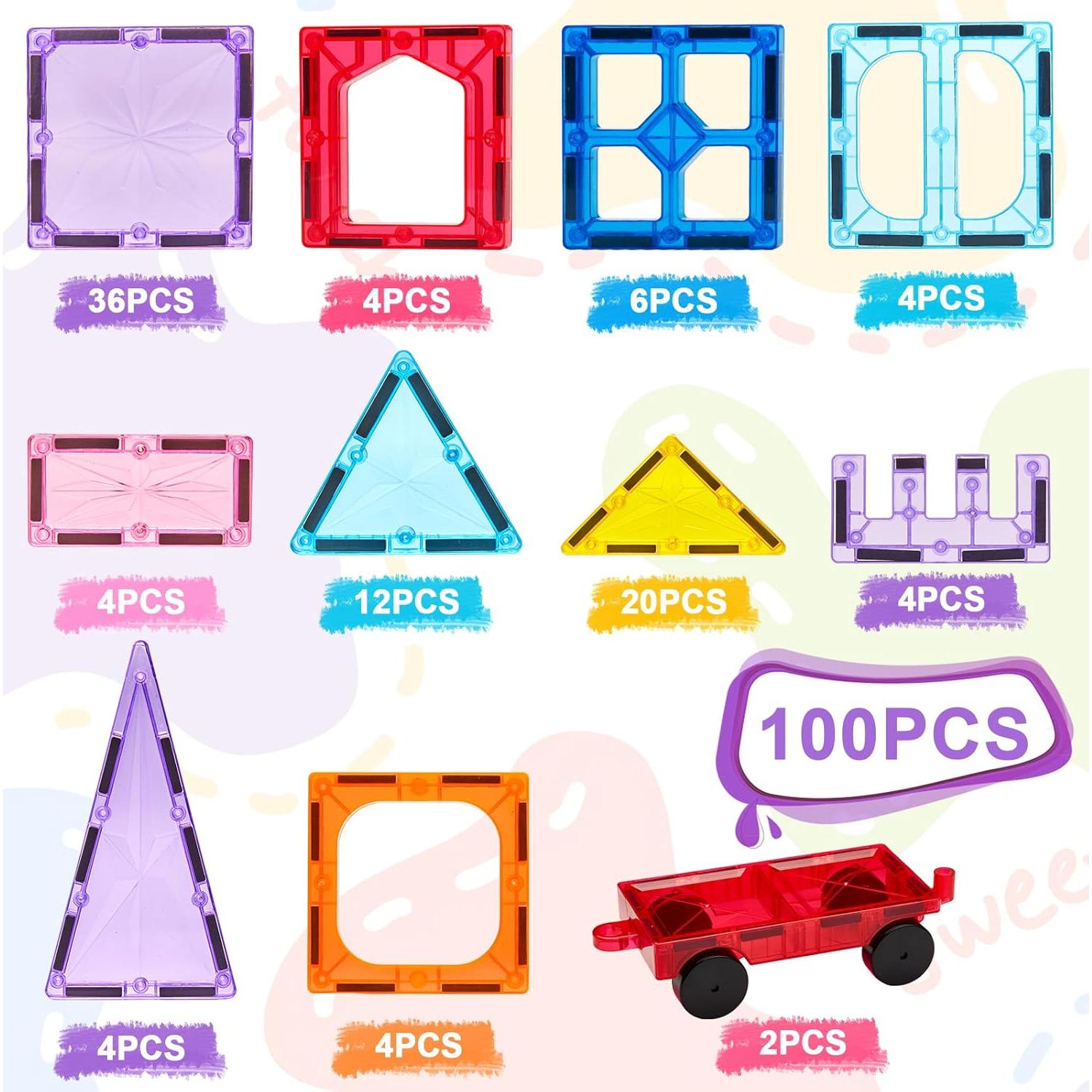 Azulejos Magnéticos Palano 100PCS Juguetes STEM para Niños