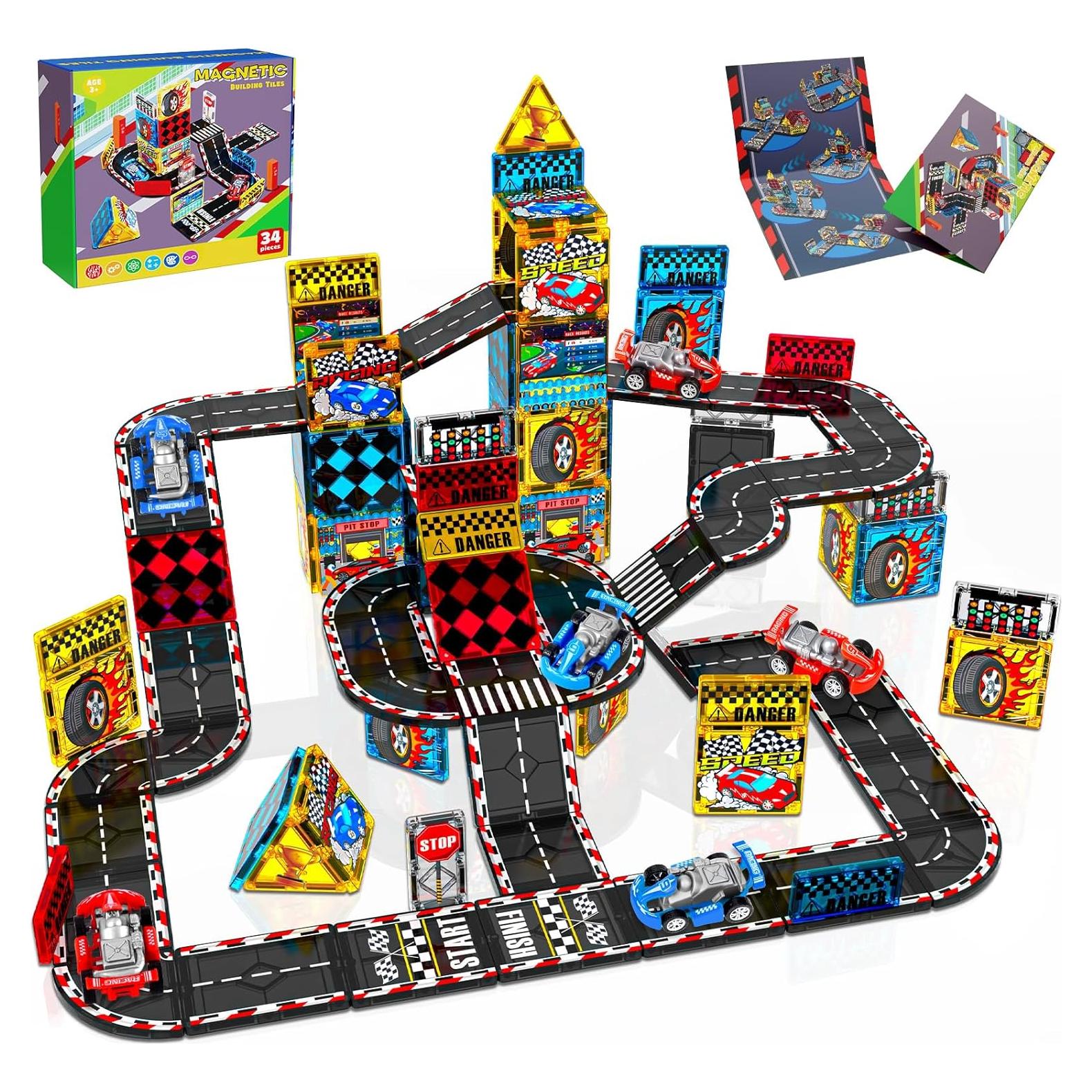 Juego de Pista de Carreras Magnéticas Magnetopia 34 Piezas
