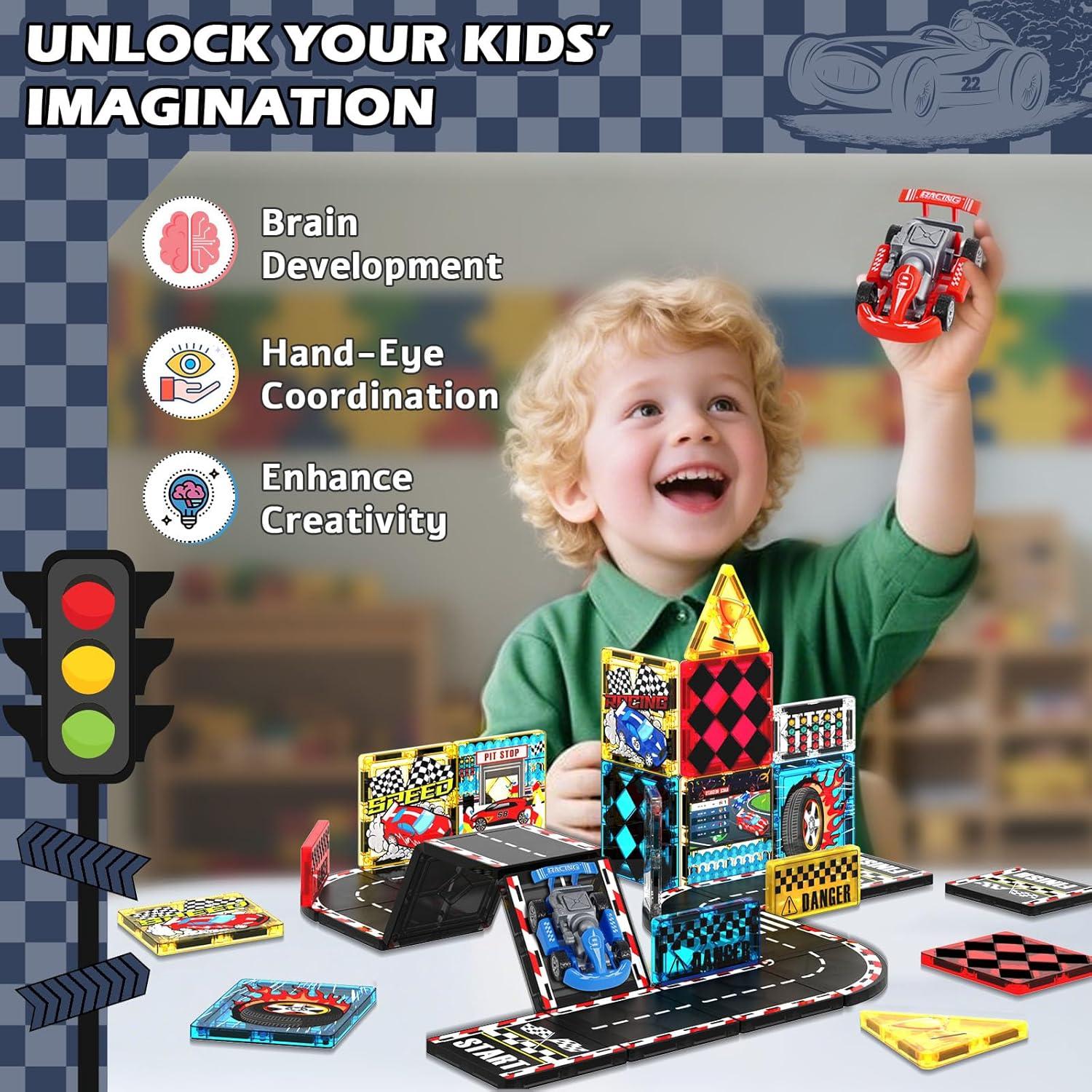 Juego de Pista de Carreras Magnéticas Magnetopia 34 Piezas