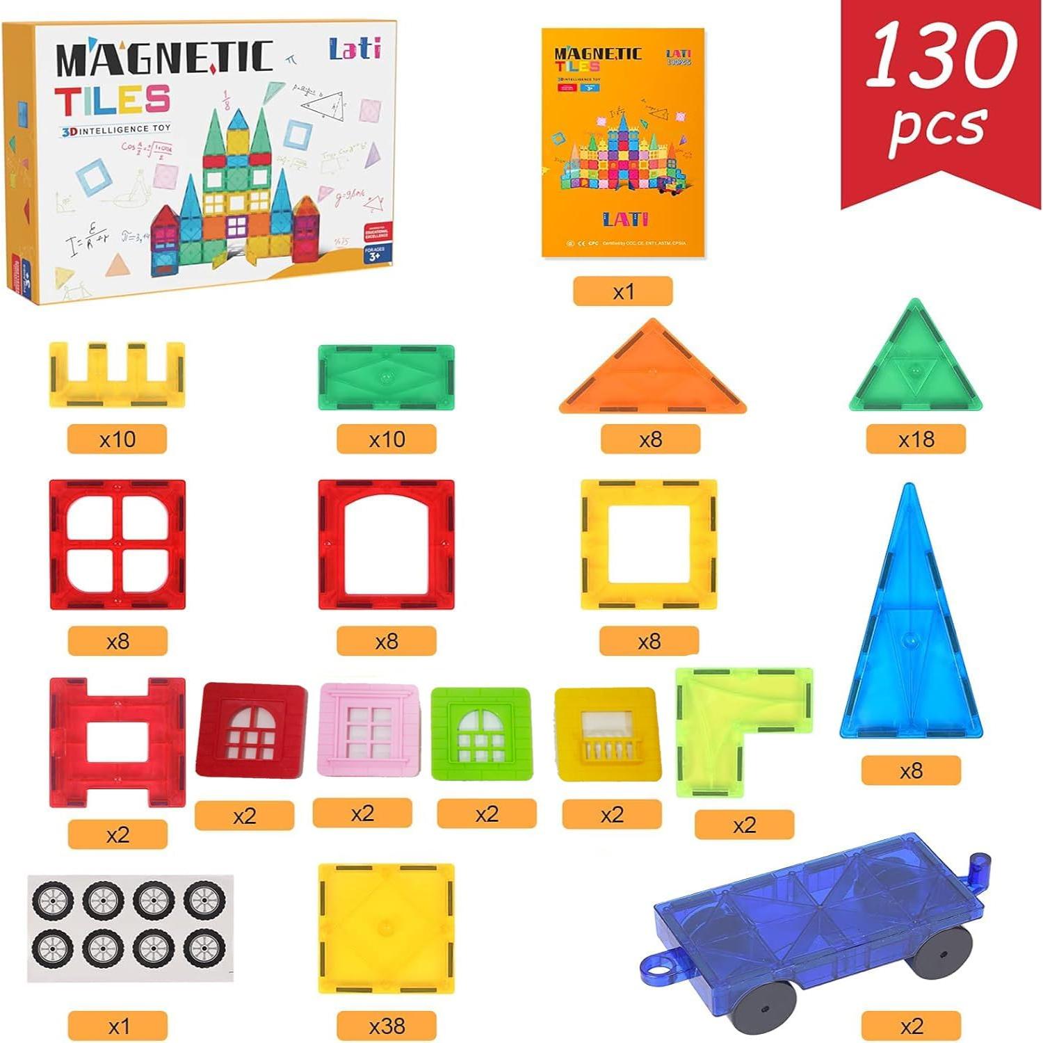 Bloques Magnéticos LATI 130 PCS Juguetes Educativos para Niños