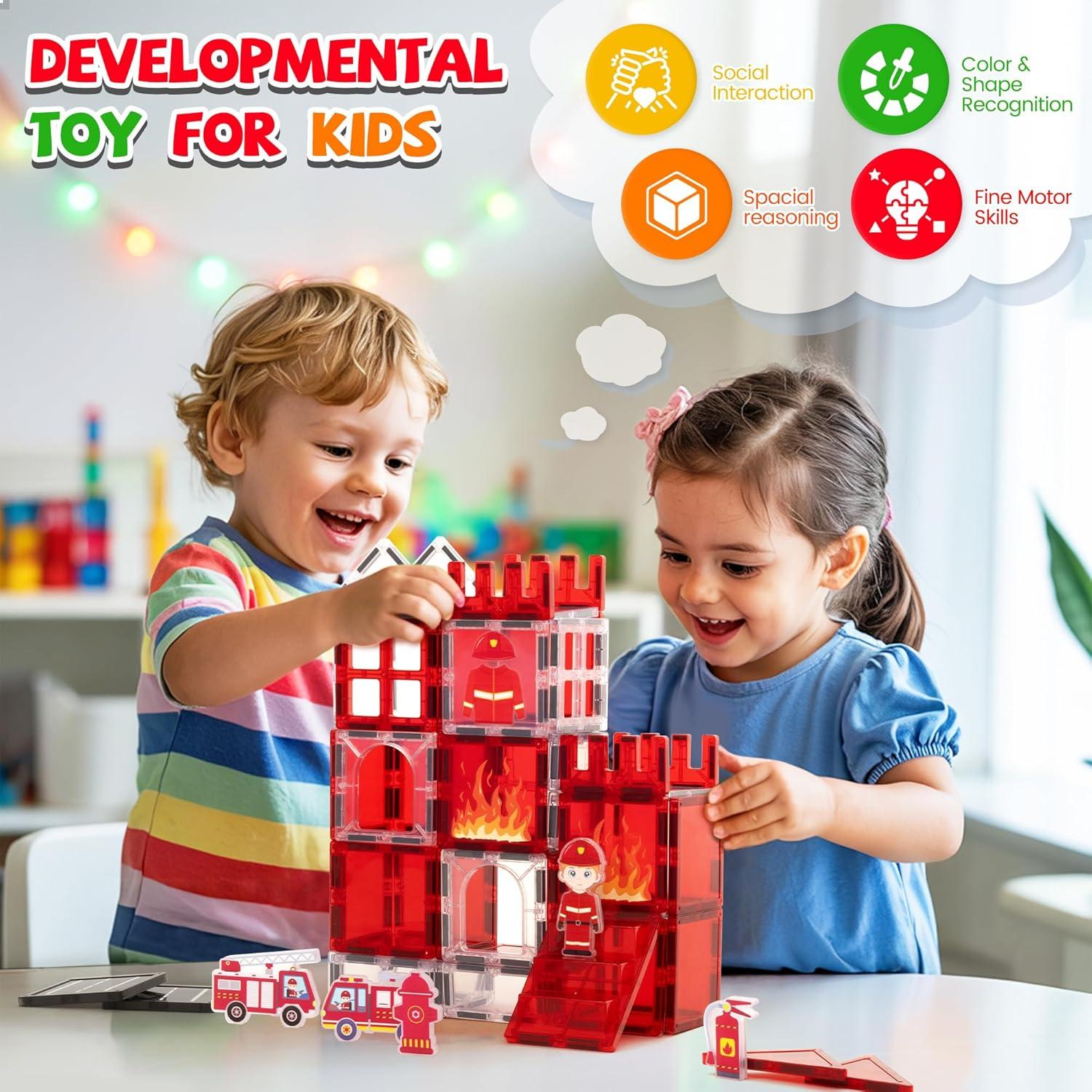 Juego de Azulejos Magnéticos Cossy Bombero 42 Piezas