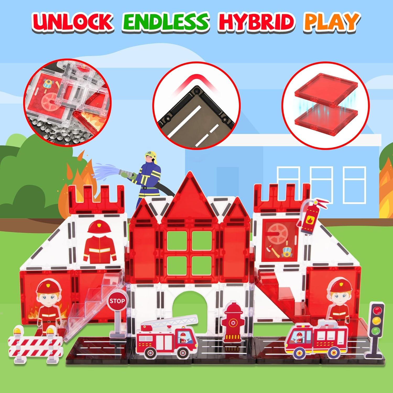 Juego de Azulejos Magnéticos Cossy Bombero 42 Piezas