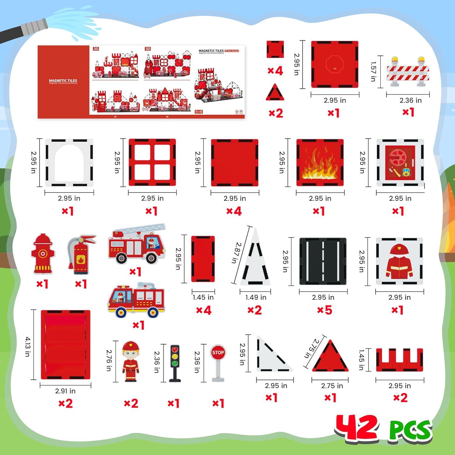 Juego de Azulejos Magnéticos Cossy Bombero 42 Piezas